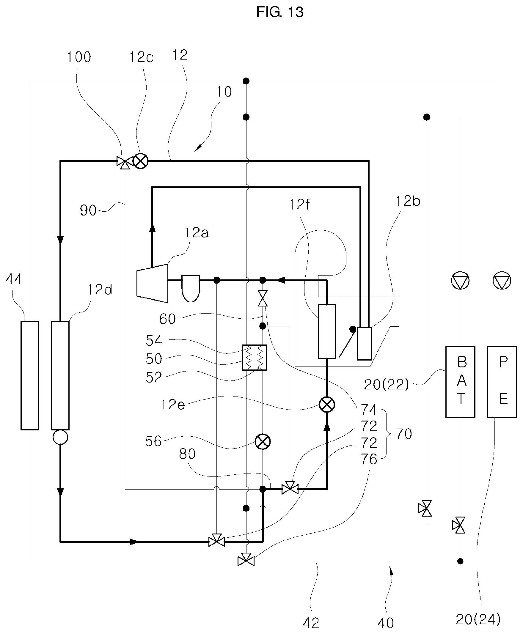 Patent US12319128 Figure 13 – Vehicular heat management system