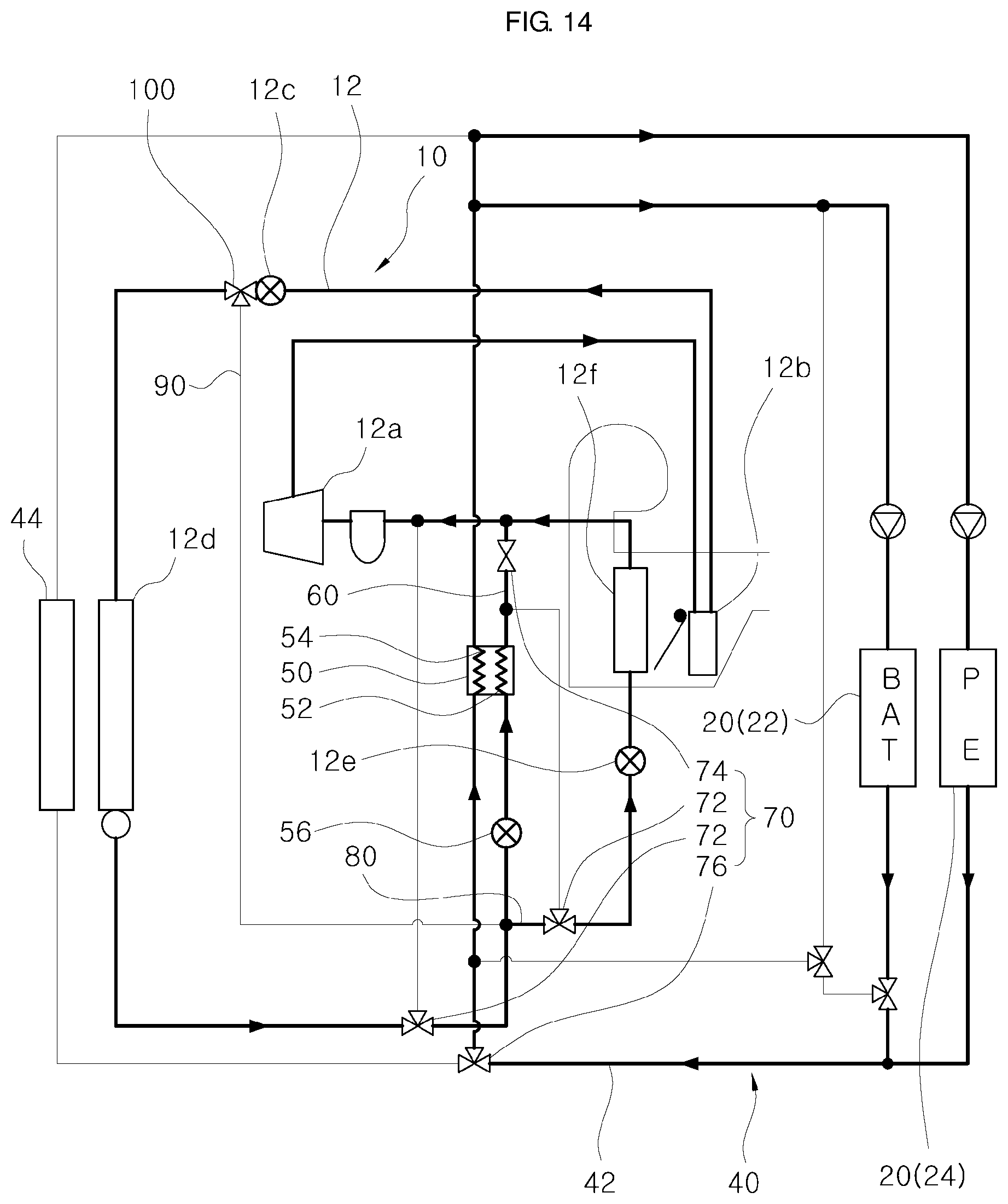 Patent US12319128 Figure 14 – Vehicular heat management system