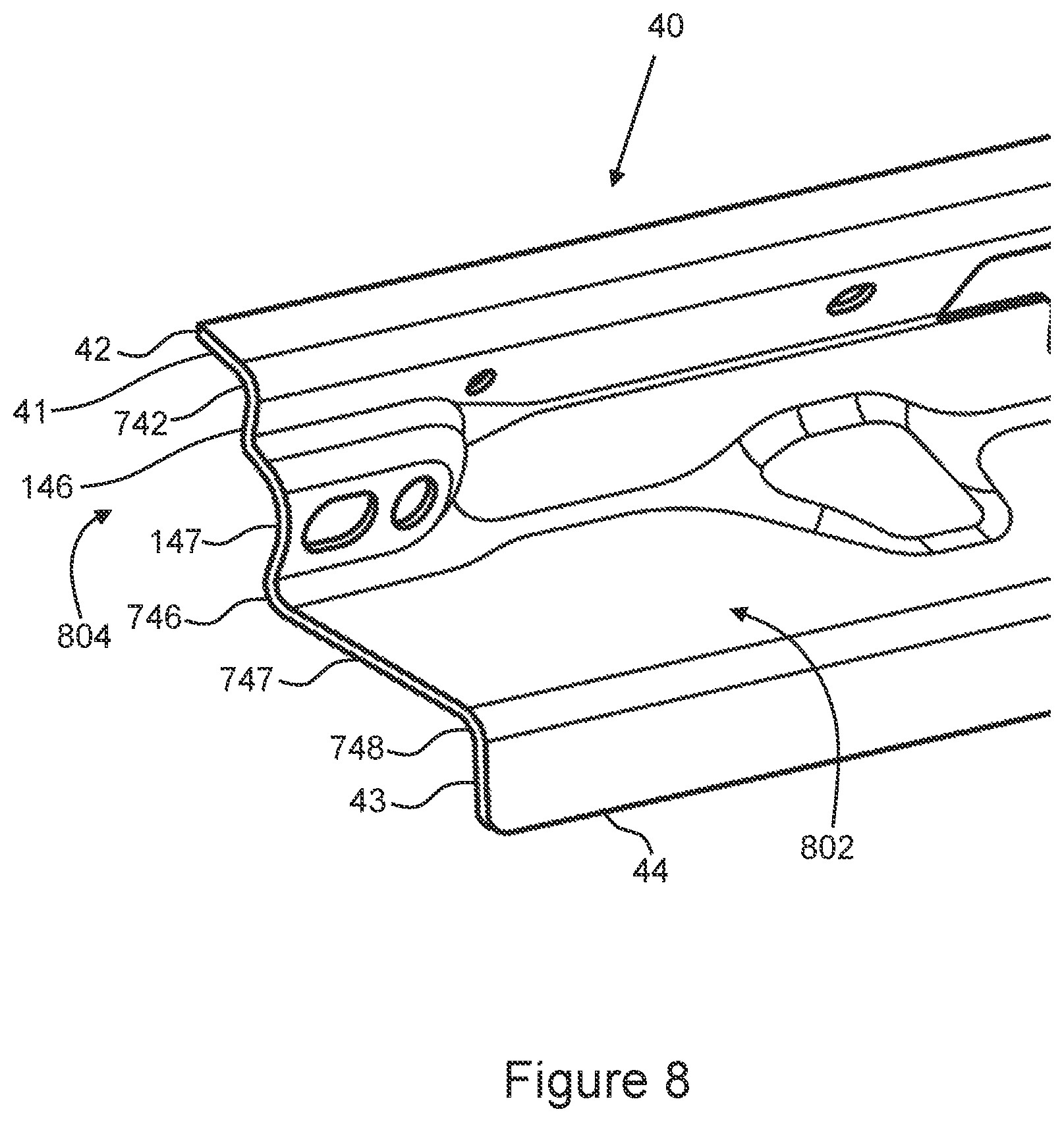 Patent US12319130 Figure 8 – Vehicle door assembly