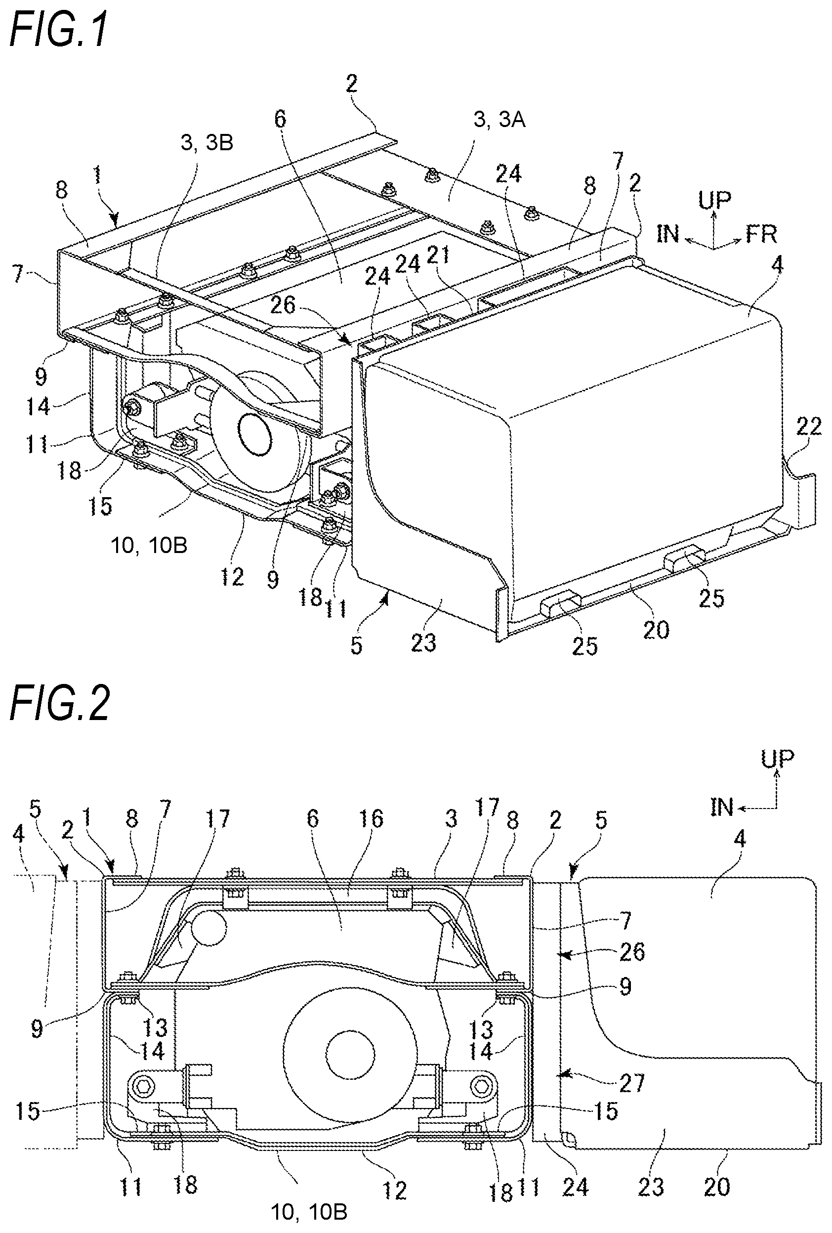 Patent US12319135 Figure 1 – Battery support structure for vehicle