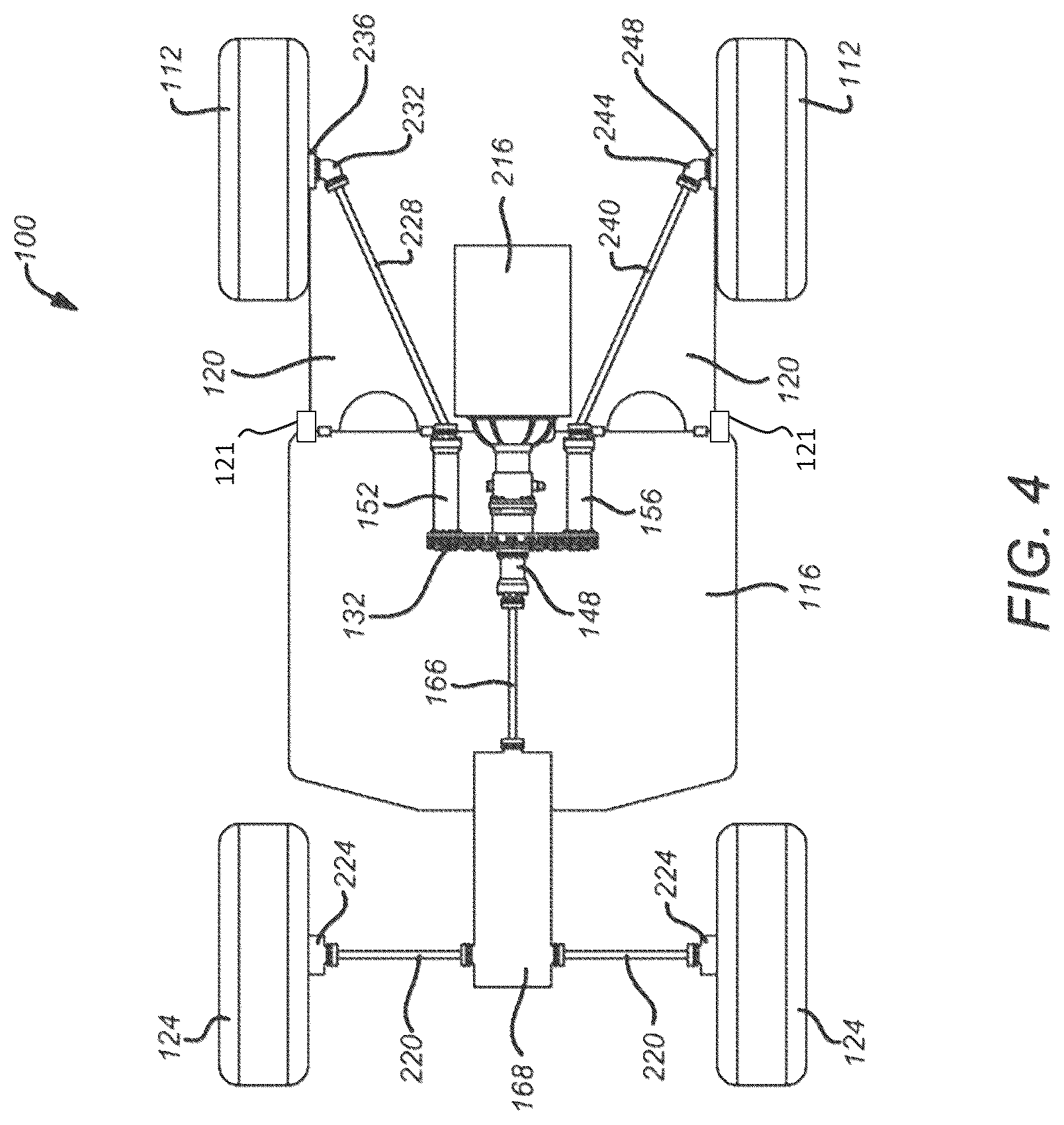 Patent US12319139 Figure 3 – Tri-drive transmission for rear mid-engine vehicle