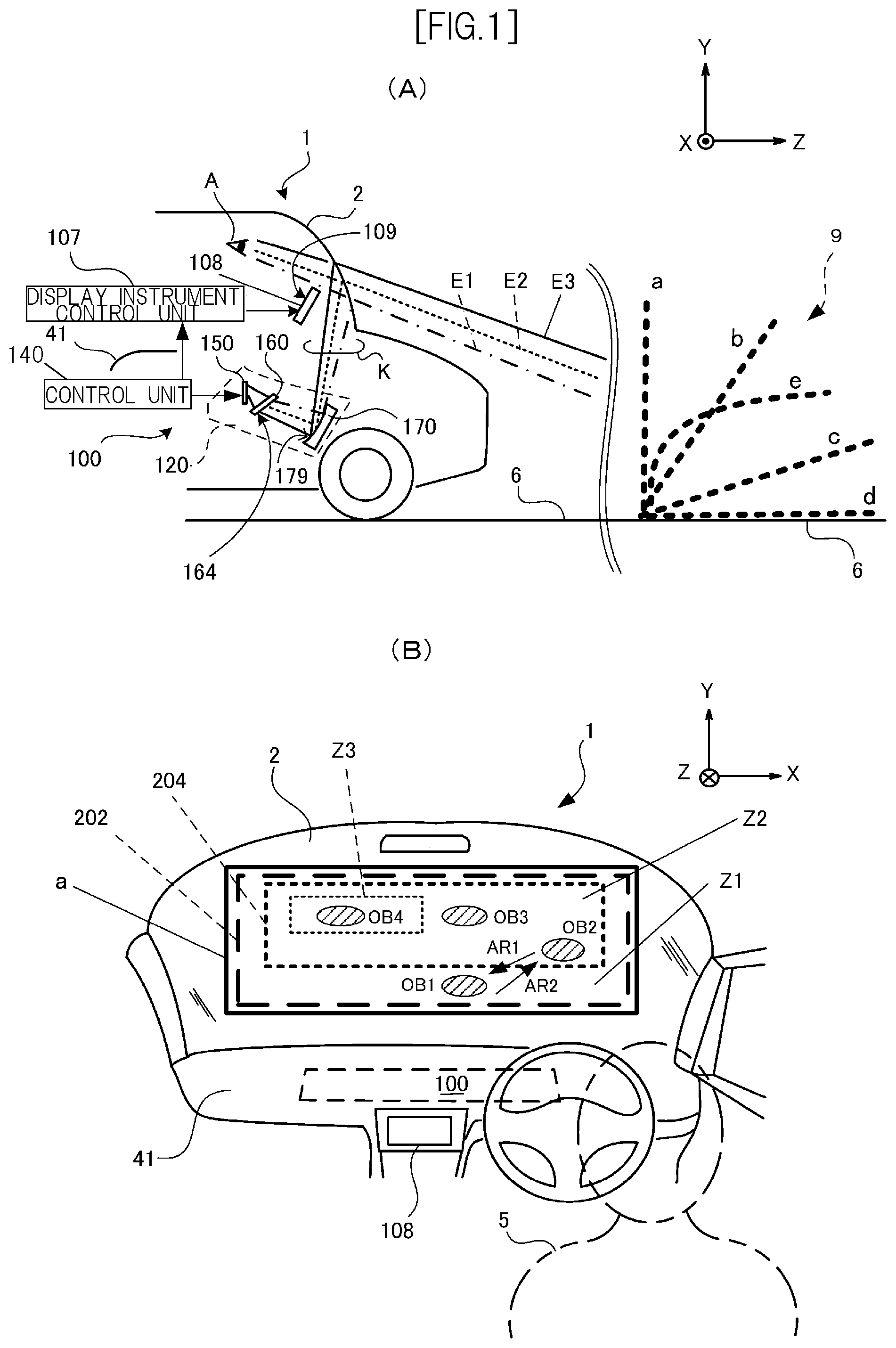 Patent US12319144 — Display control device, display device, and display control method — Figure 1