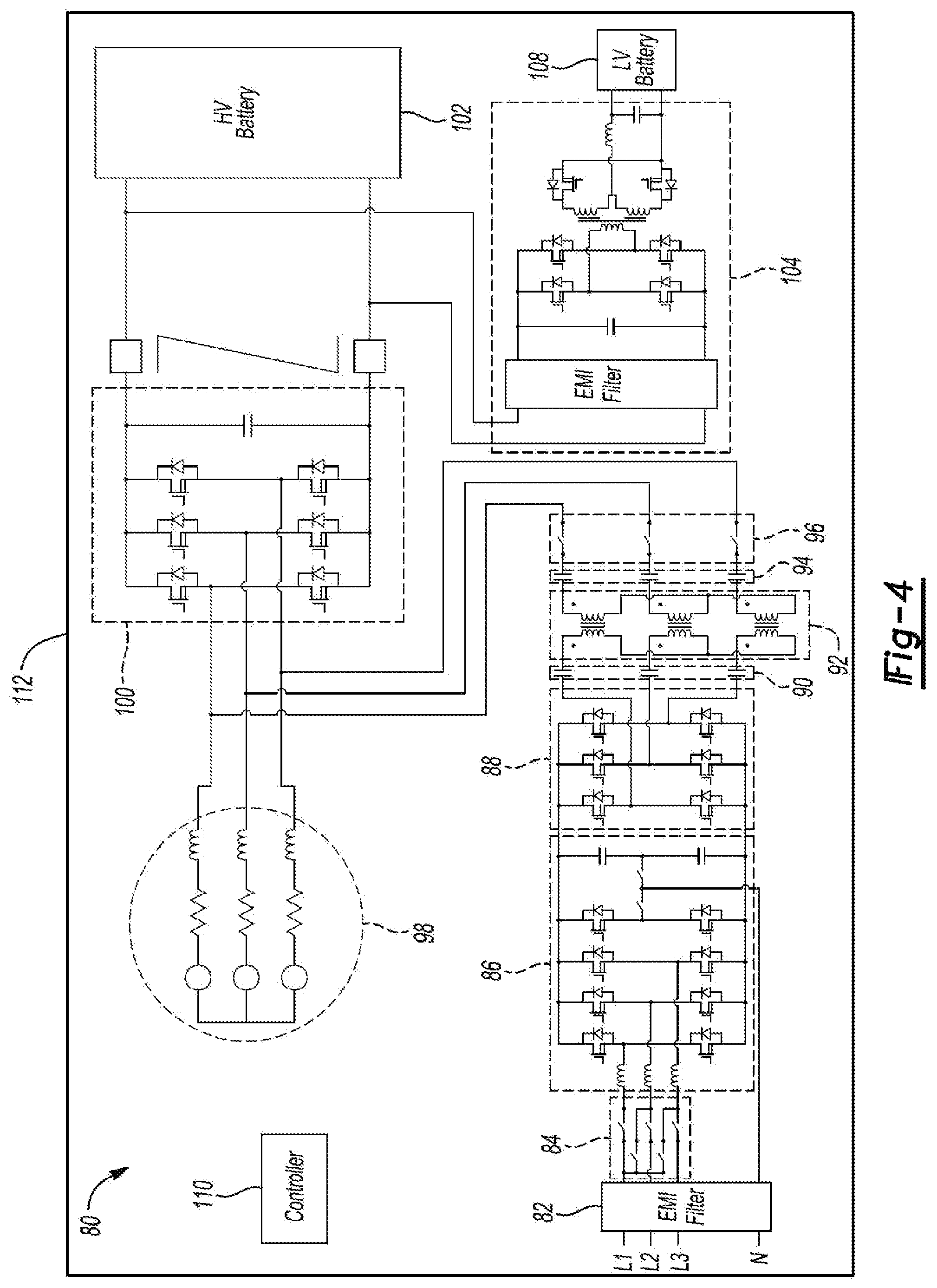 Patent US12319156 Figure 3 – Magnetic integration of high voltage to low voltage DC/DC power converter with inverter system controller battery current control module system
