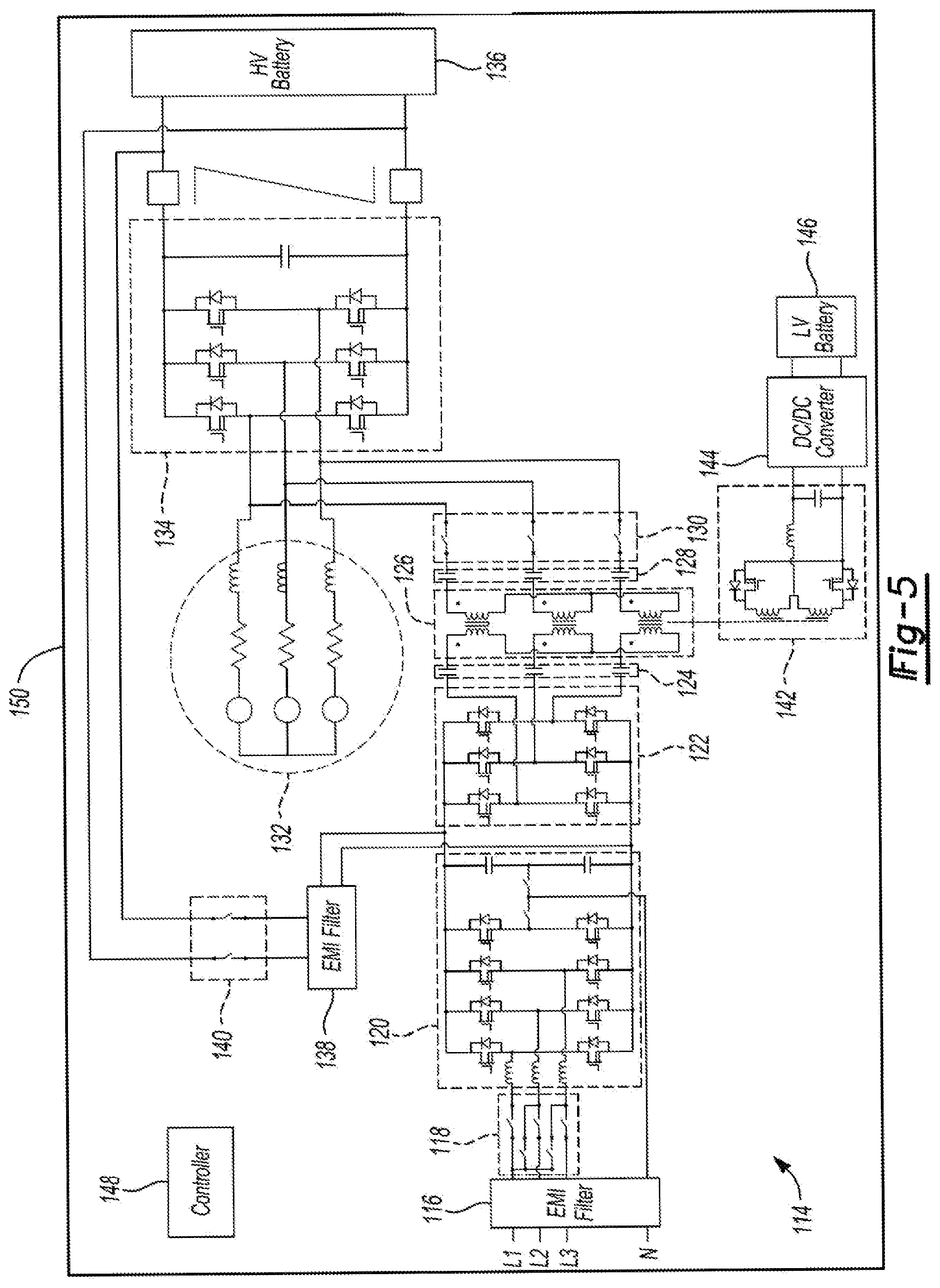 Patent US12319156 Figure 4 – Magnetic integration of high voltage to low voltage DC/DC power converter with inverter system controller battery current control module system