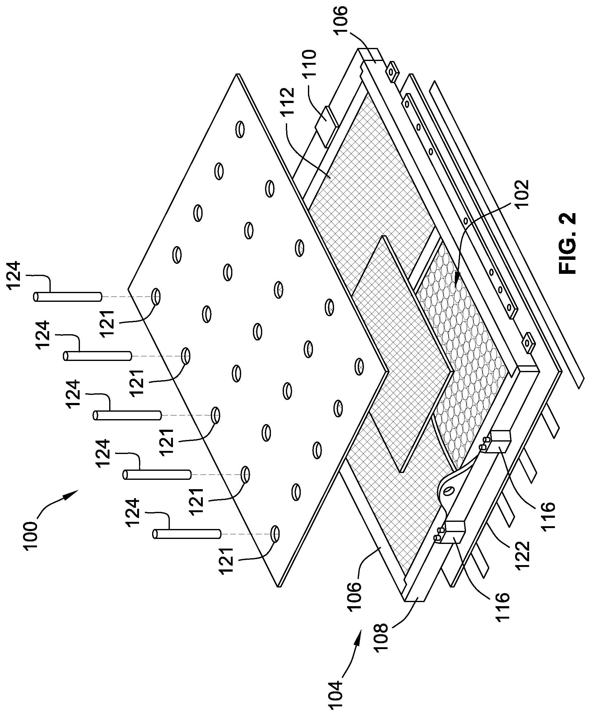Patent US12319157 Figure 2 – Anti-buckling cables, systems, and methods for impact-attenuating shear plates of battery assemblies