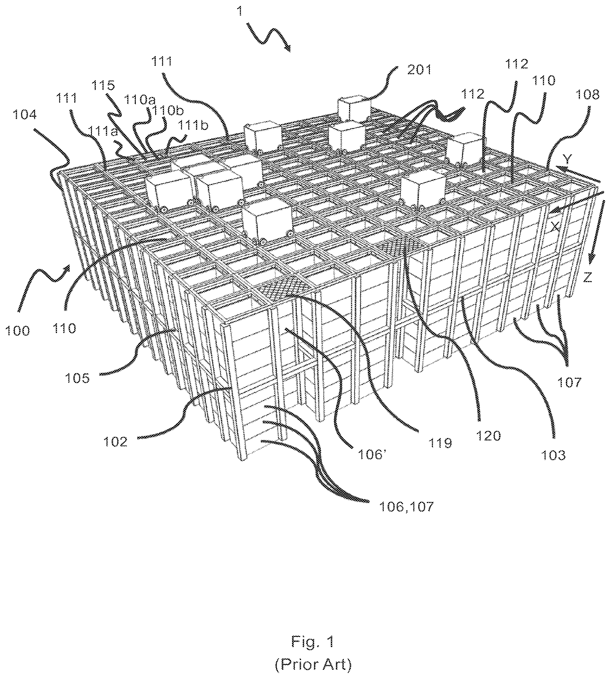 Patent US12319165 Figure 1 – Automated storage and retrieval system