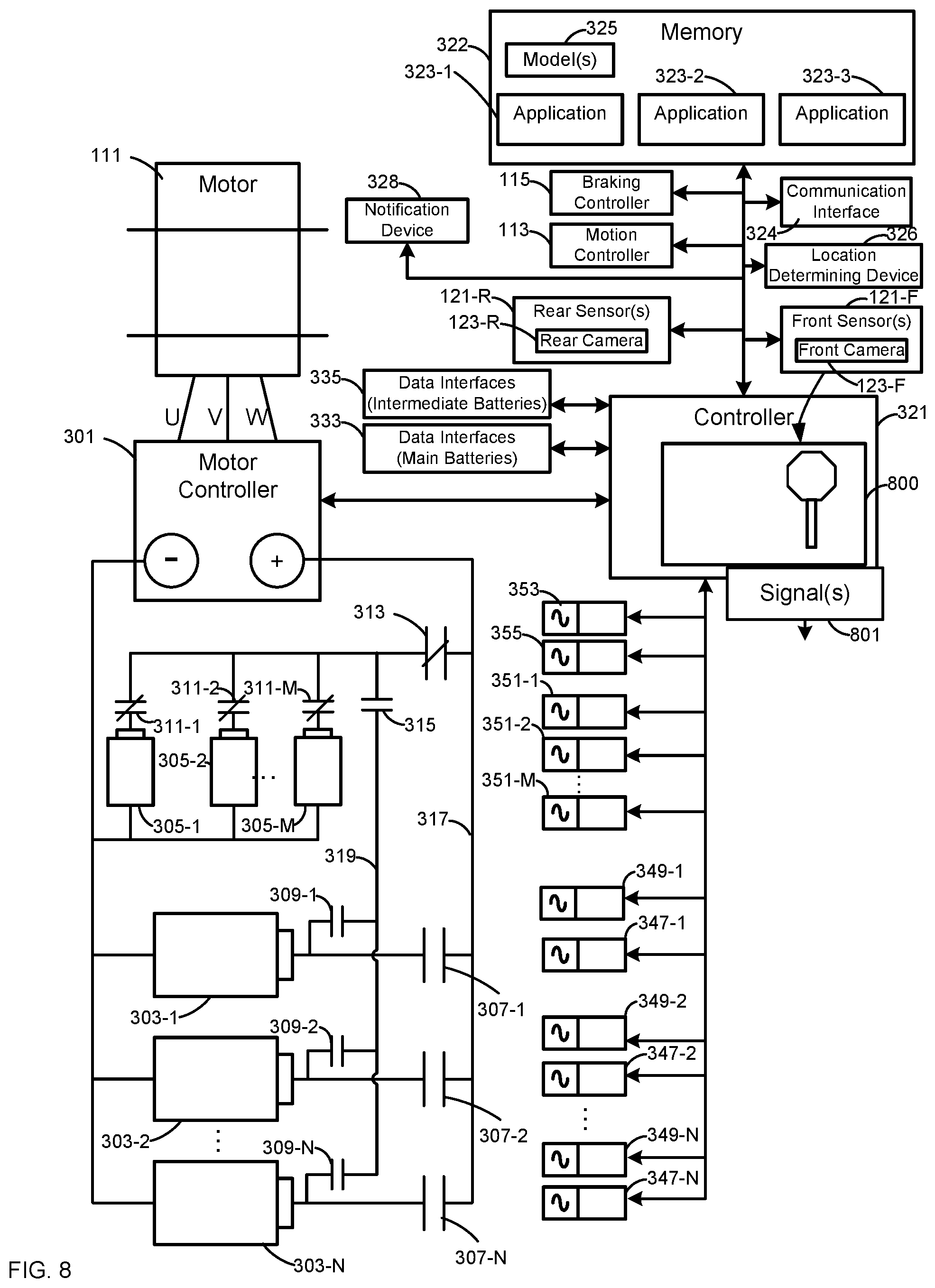 Patent US12319170 Figure 8 – Electric vehicles with battery management and sensors