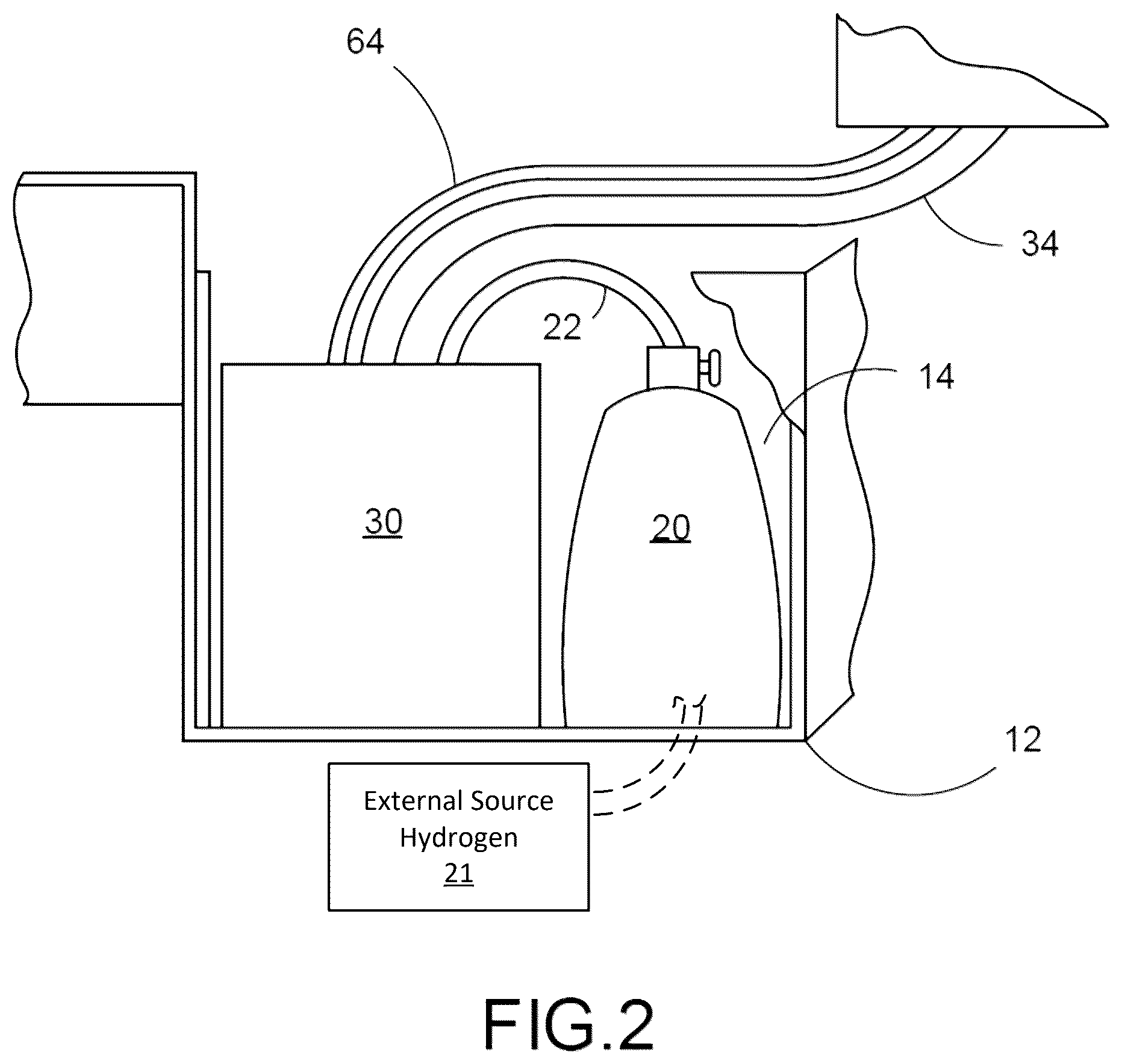 Patent US12319172 Figure 2 – Fuel cell auxiliary power generation system for a vehicle