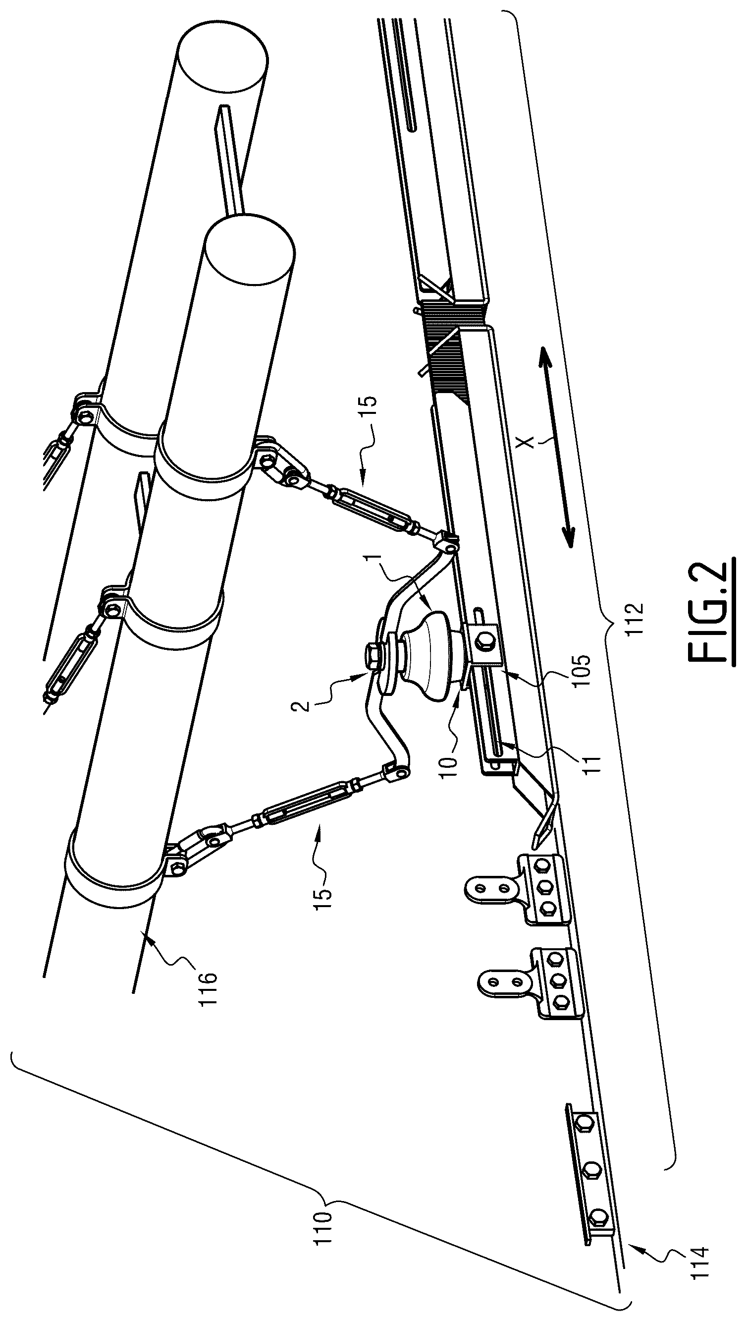 Patent US12319173 Figure 3 – Insulating support assembly for a catenary adapted for powering an electrical vehicle, notably a tram or a trolleybus, and related catenary