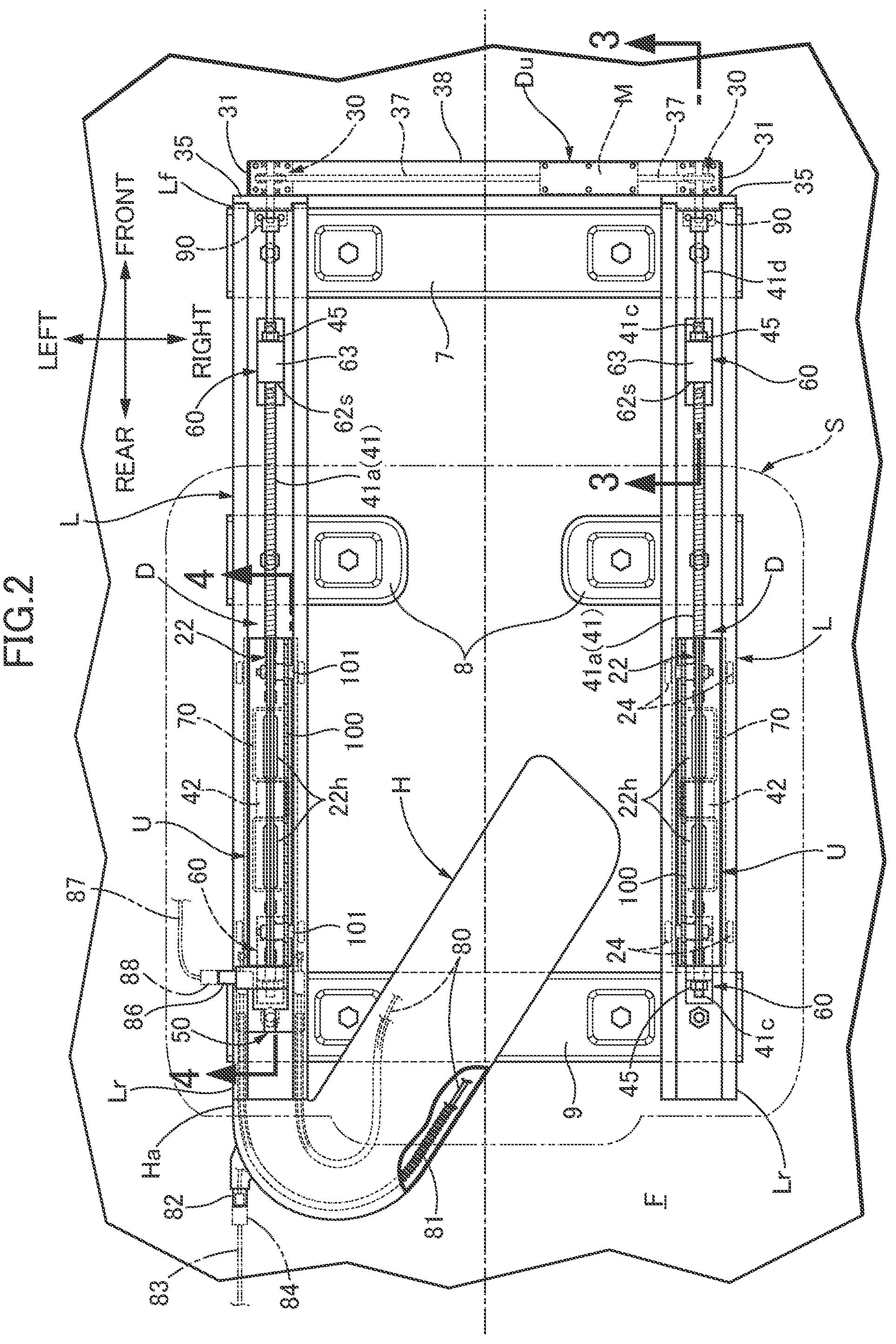 Patent US12319174 Figure 2 – Adjusting device of front and rear positions of seat