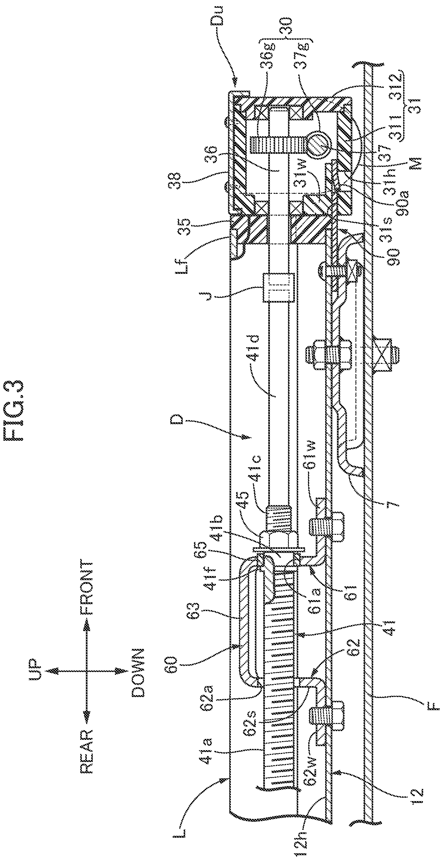 Patent US12319174 Figure 3 – Adjusting device of front and rear positions of seat