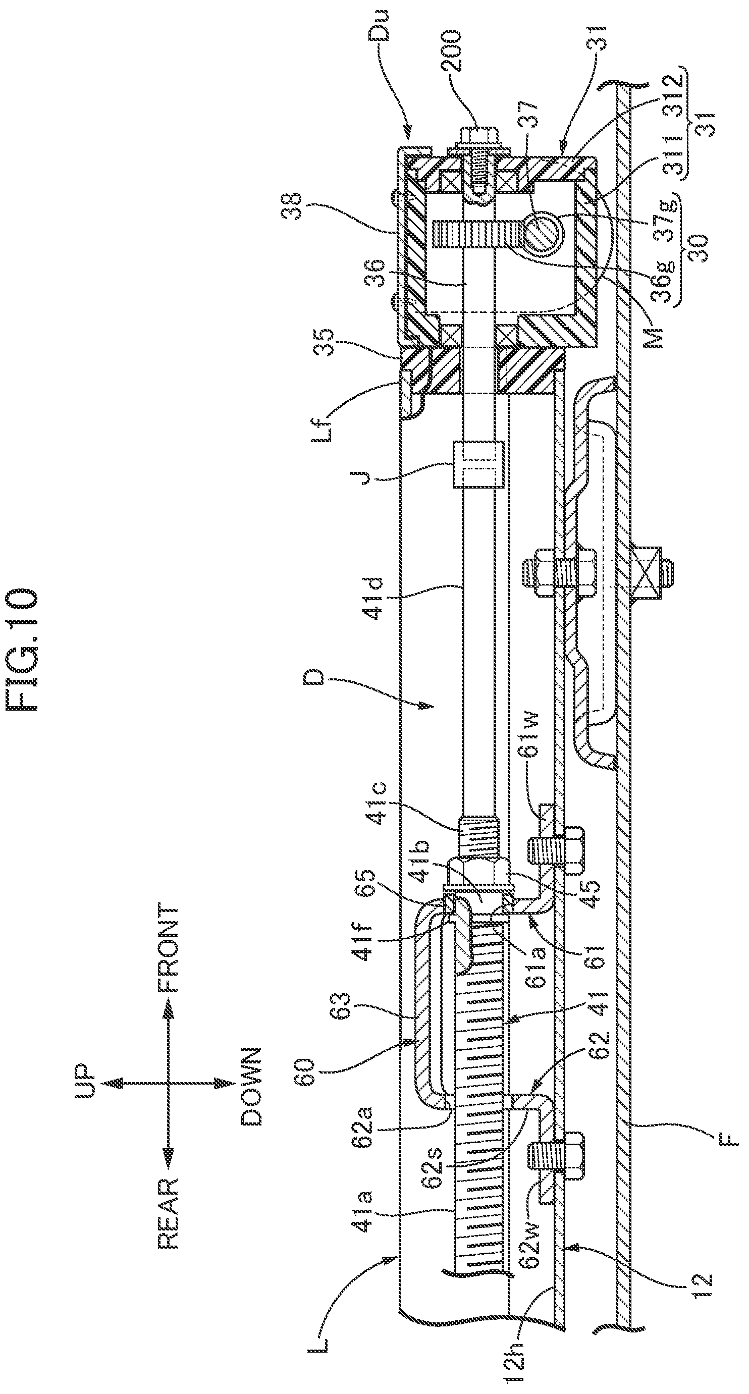 Patent US12319174 Figure 10 – Adjusting device of front and rear positions of seat