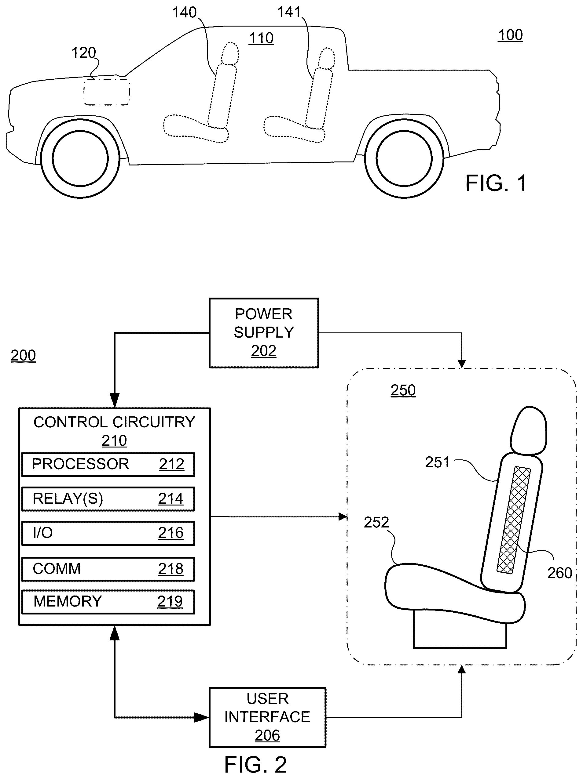 Patent US12319180 Figure 1 – Integrated lumbar mat system