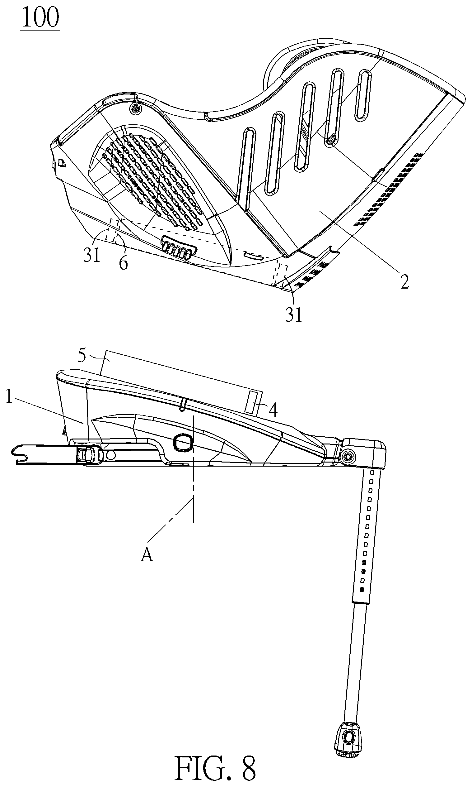 Patent US12319186 Figure 8 – Child safety seat
