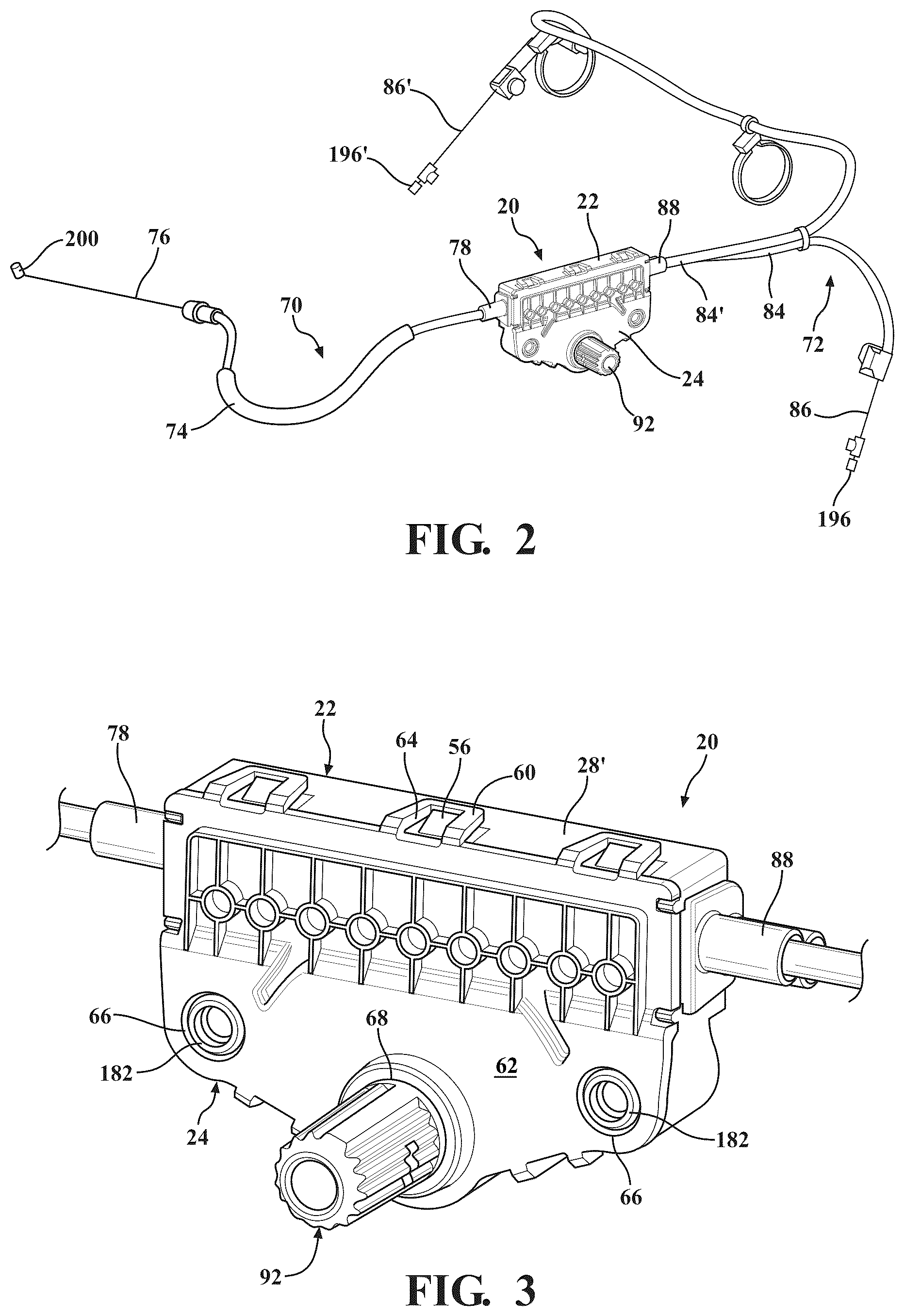 Patent US12319187 Figure 2 – Remote handle assembly with modular pulley arrangement