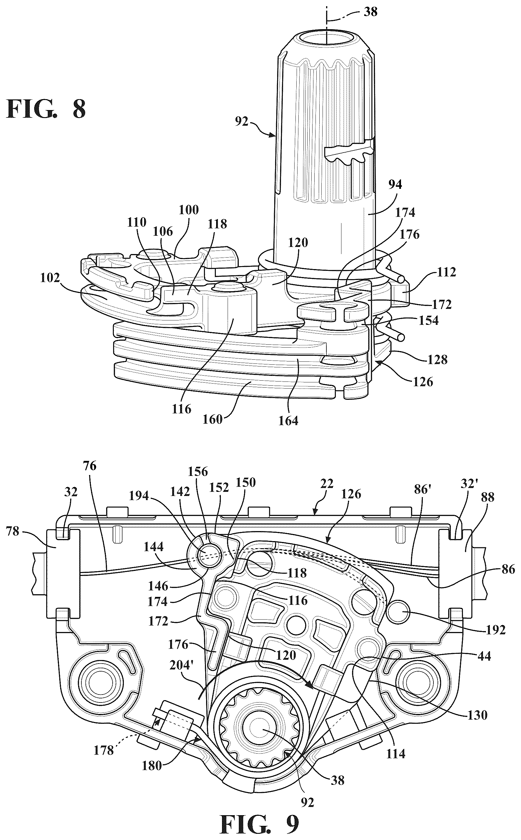 Patent US12319187 Figure 5 – Remote handle assembly with modular pulley arrangement