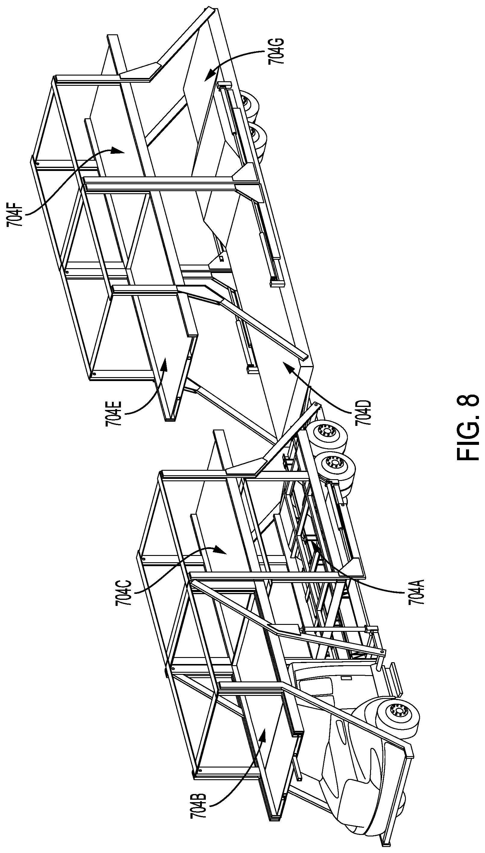 Patent US12319192 Figure 8 – Loading and transport system with independently accessed loading positions