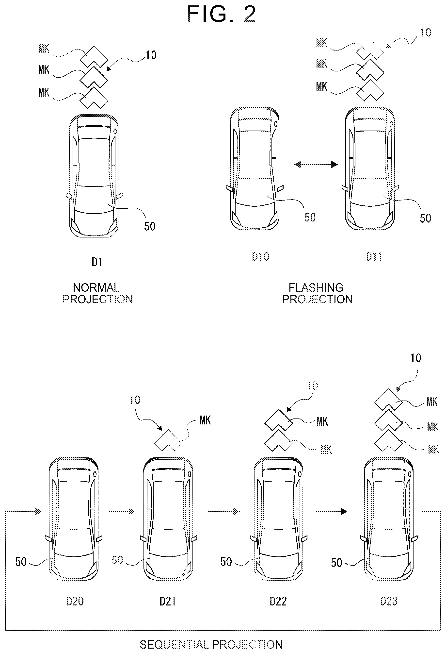 Patent US12319197 Figure 2 – Vehicle projection device