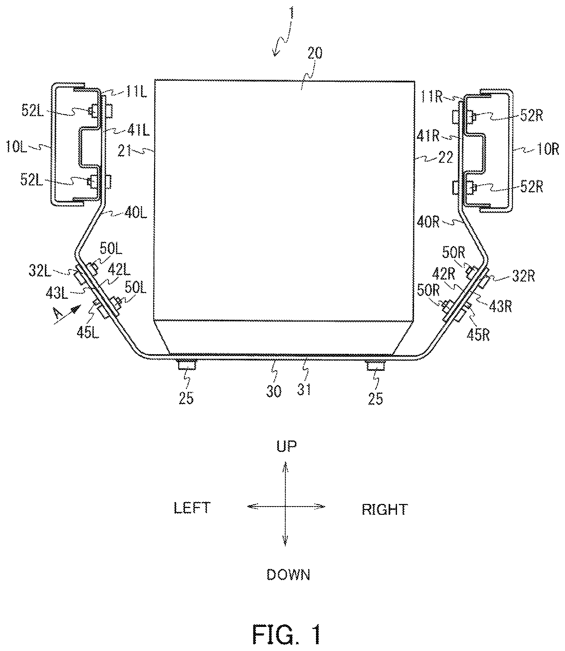 Patent US12319212 Figure 1 – Battery fixing structure