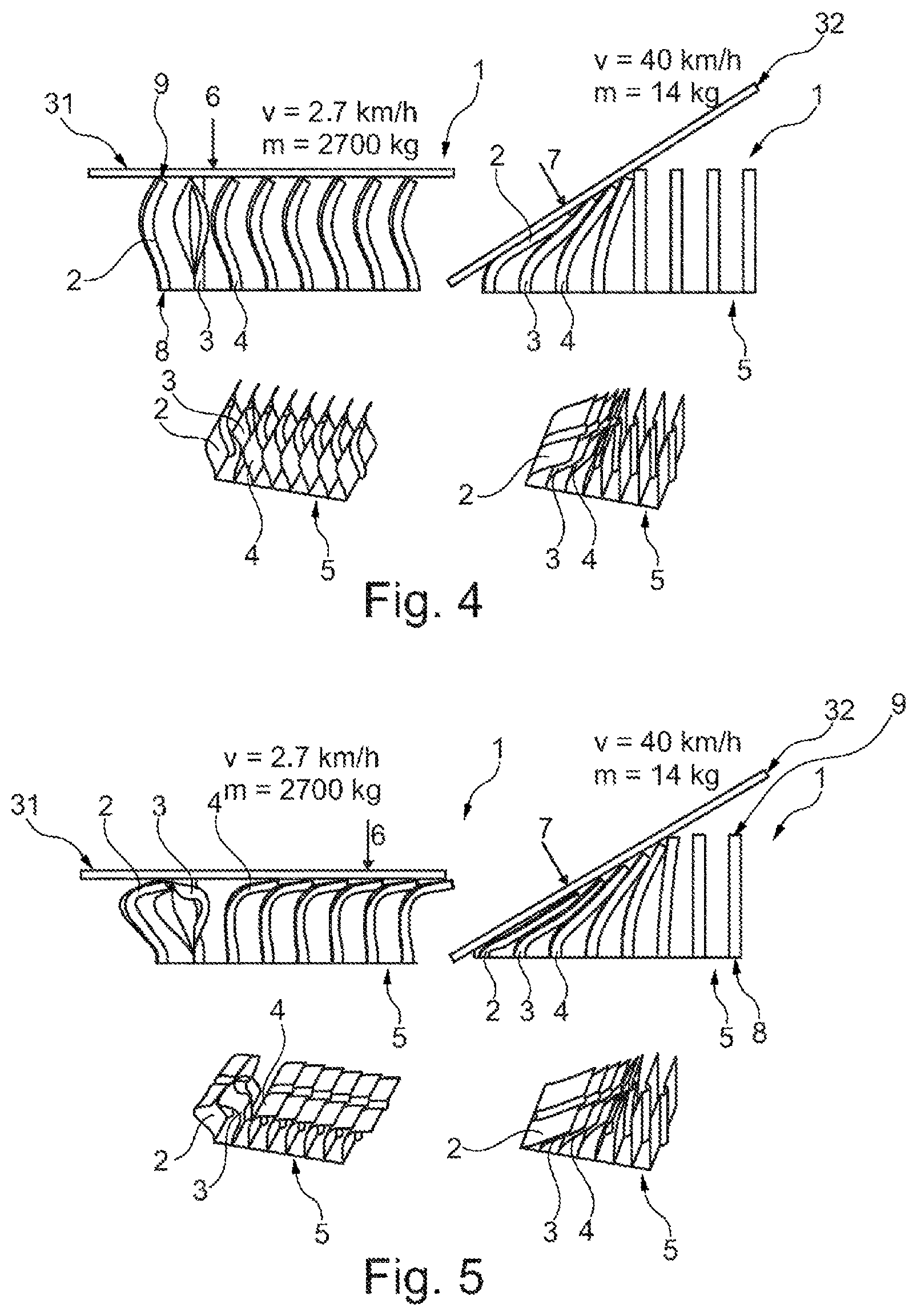 Patent US12319214 Figure 2 – Deformation device and bumper of a motor vehicle