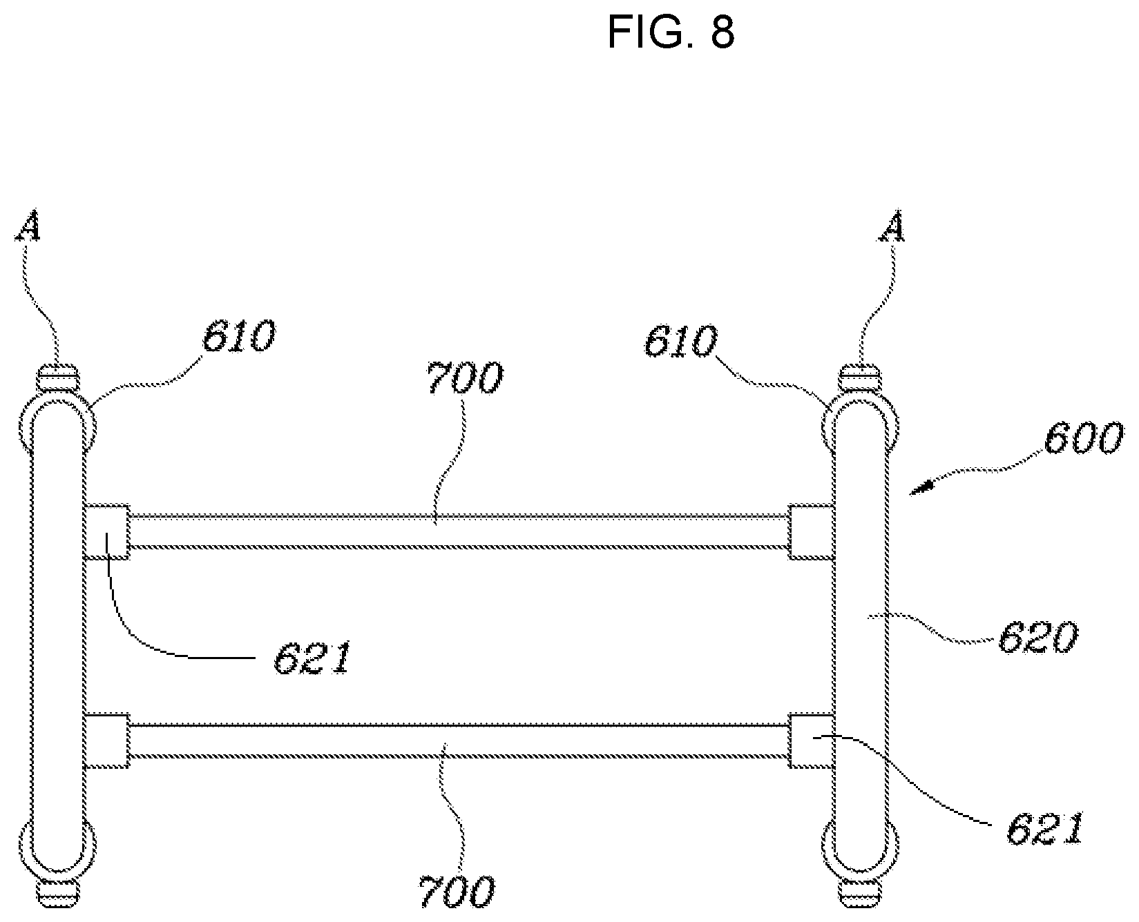 Patent US12319216 Figure 8 – Modular bumper back beam