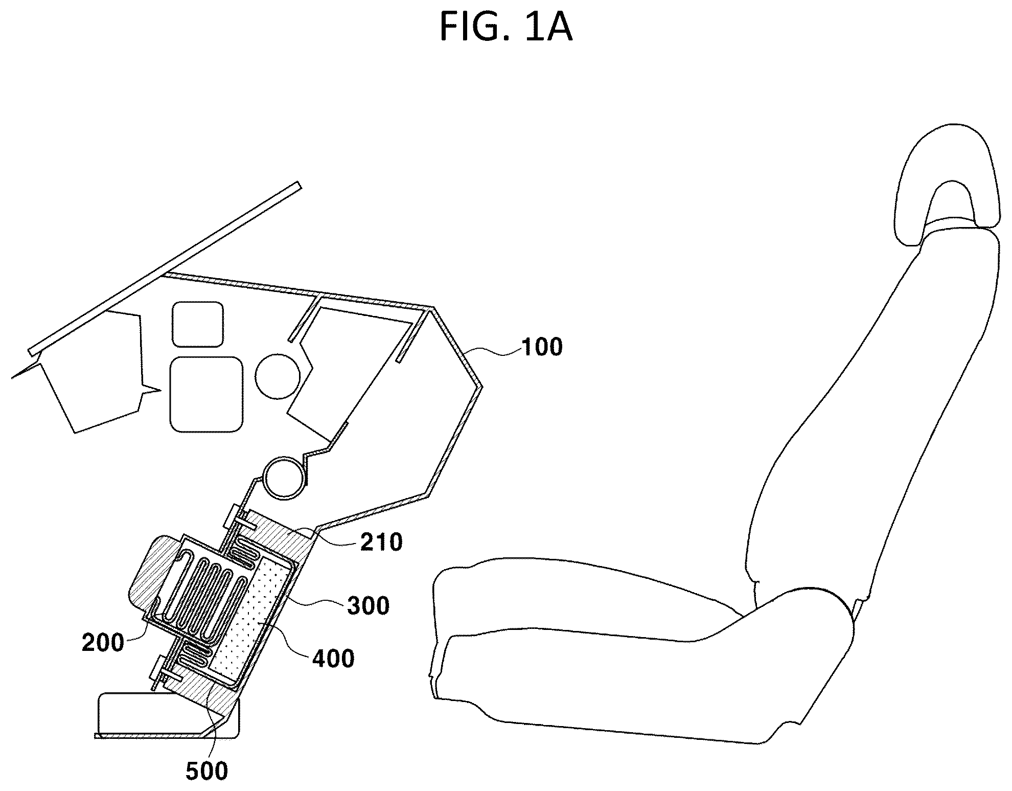 Patent US12319219 Figure 1 – Apparatus for knee airbag