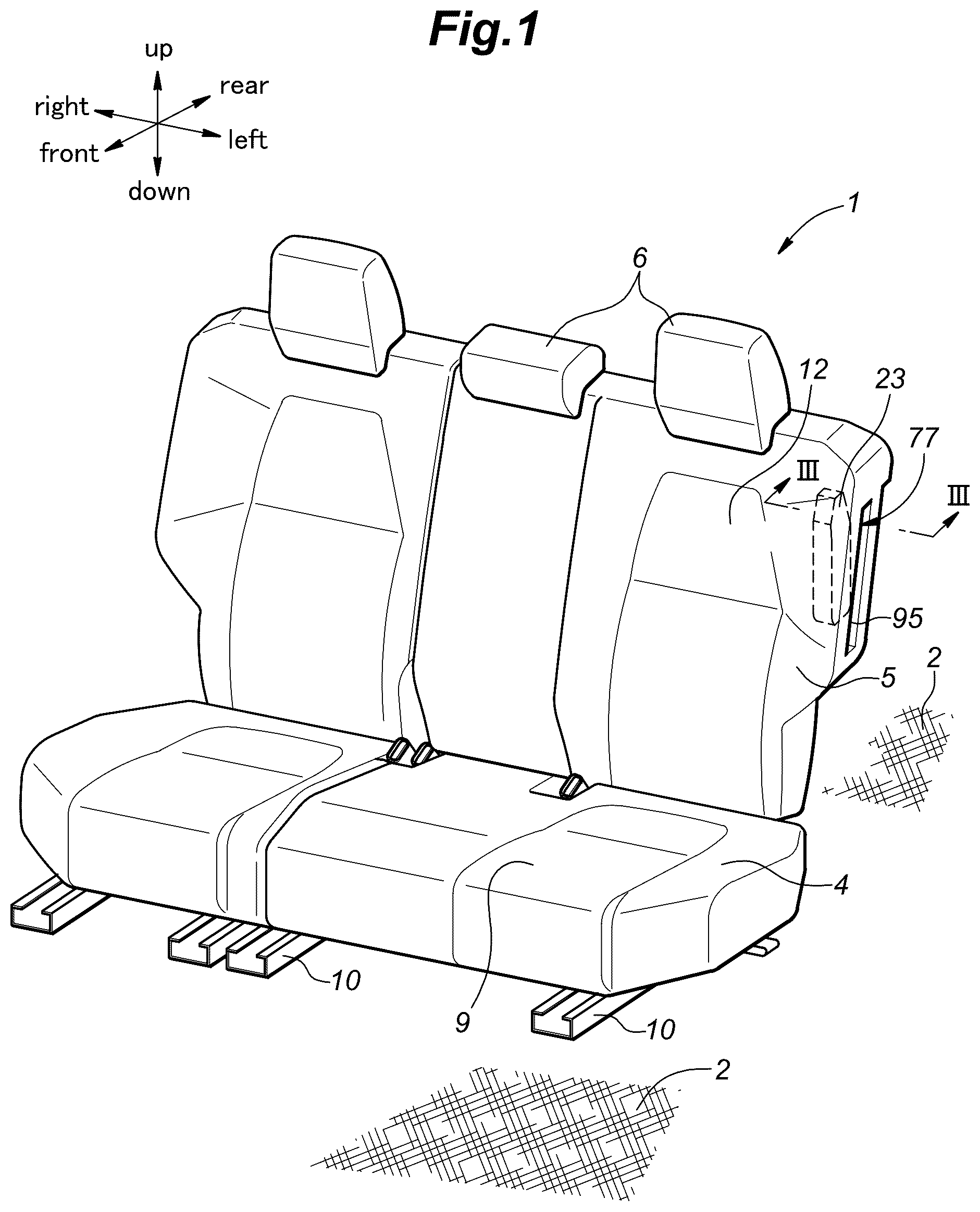 Patent US12319220 Figure 1 – Vehicle seat
