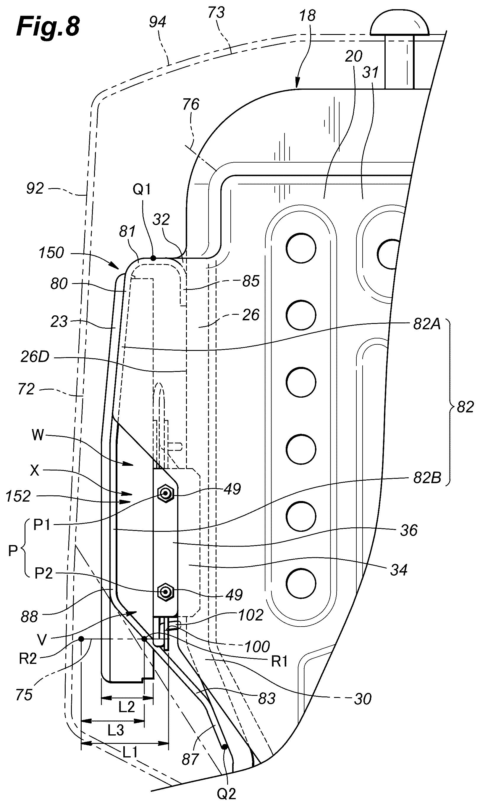 Patent US12319220 Figure 8 – Vehicle seat