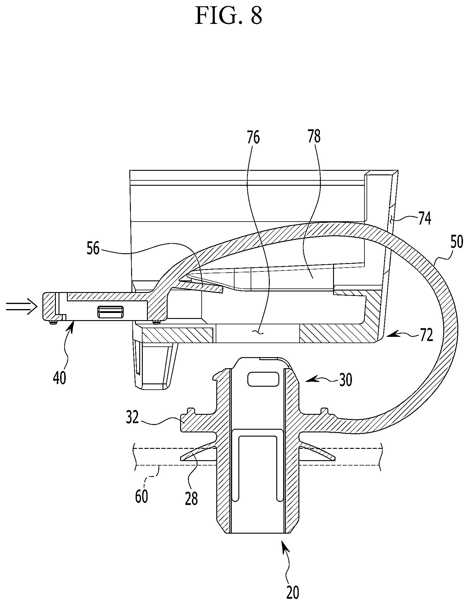 Patent US12319221 Figure 8 – Tether clip, pillar structure provided with the same, and assembly method thereof