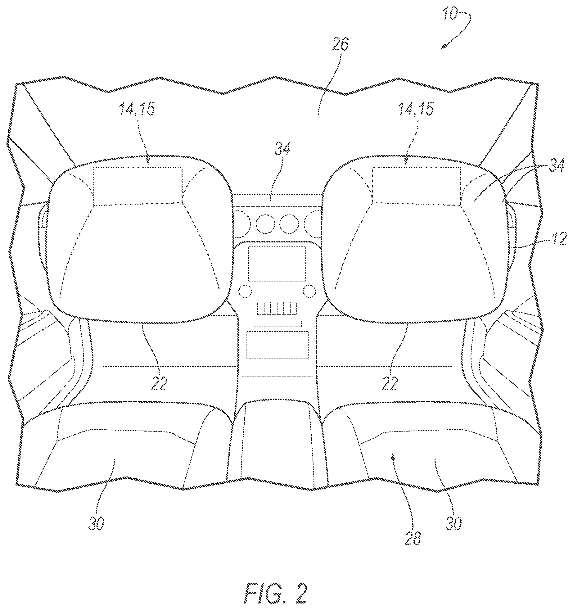 Patent US12319222 Figure 2 – Airbag assembly including deployable panel