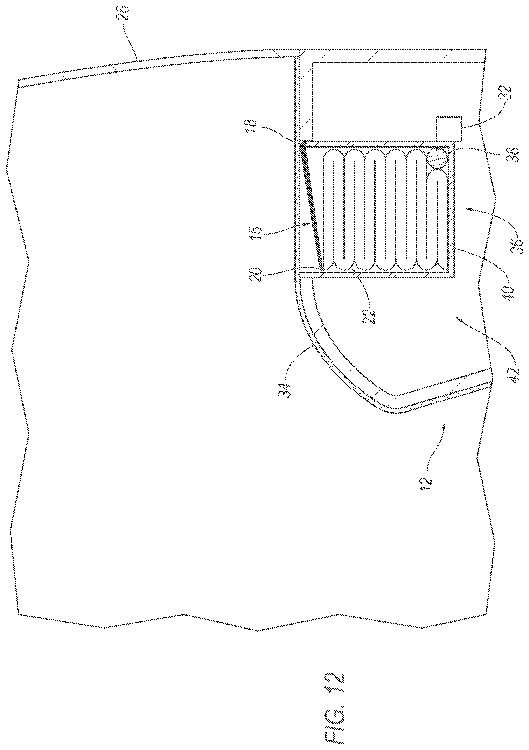 Patent US12319222 Figure 12 – Airbag assembly including deployable panel