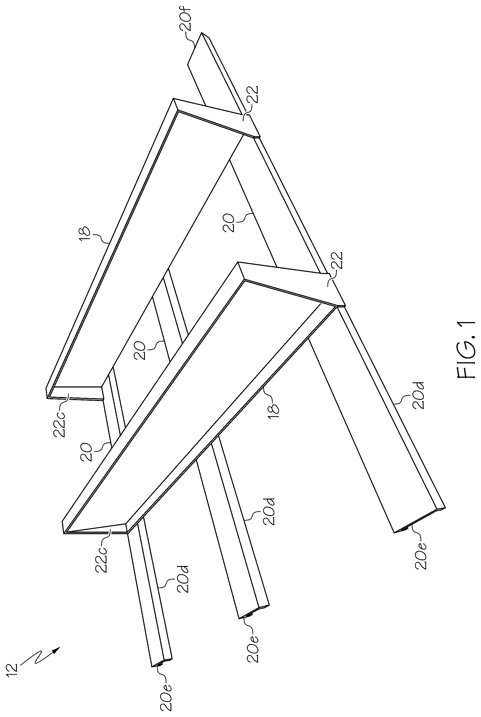 Patent US12319233 Figure 1 – Sub-frame and step assembly for truck
