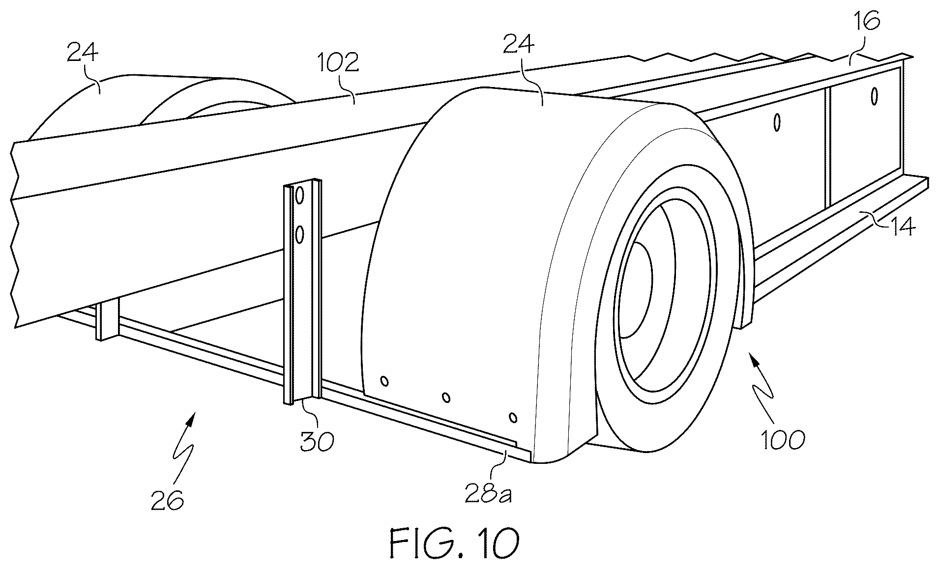 Patent US12319233 Figure 9 – Sub-frame and step assembly for truck