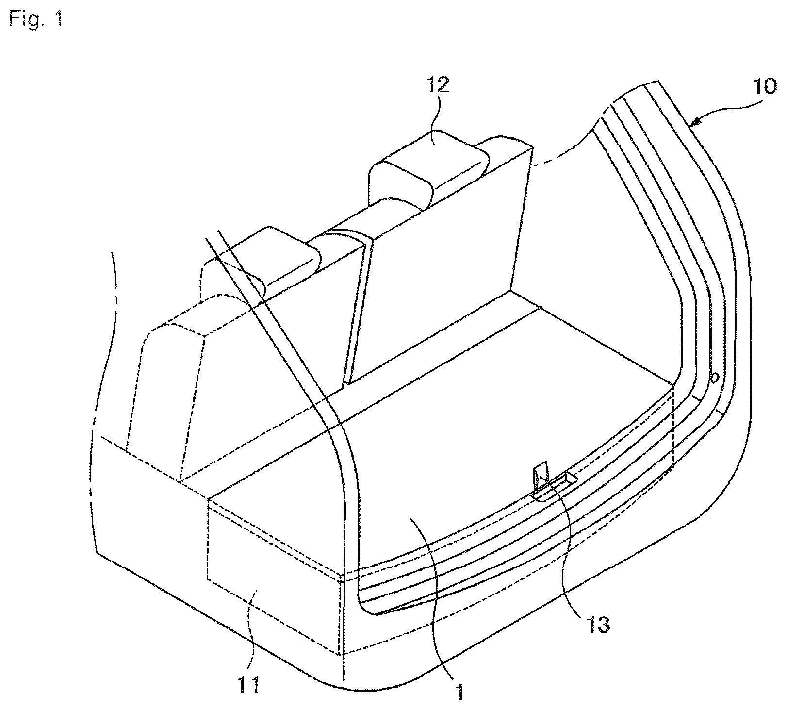 Patent US12319235 Figure 1 – Luggage room board