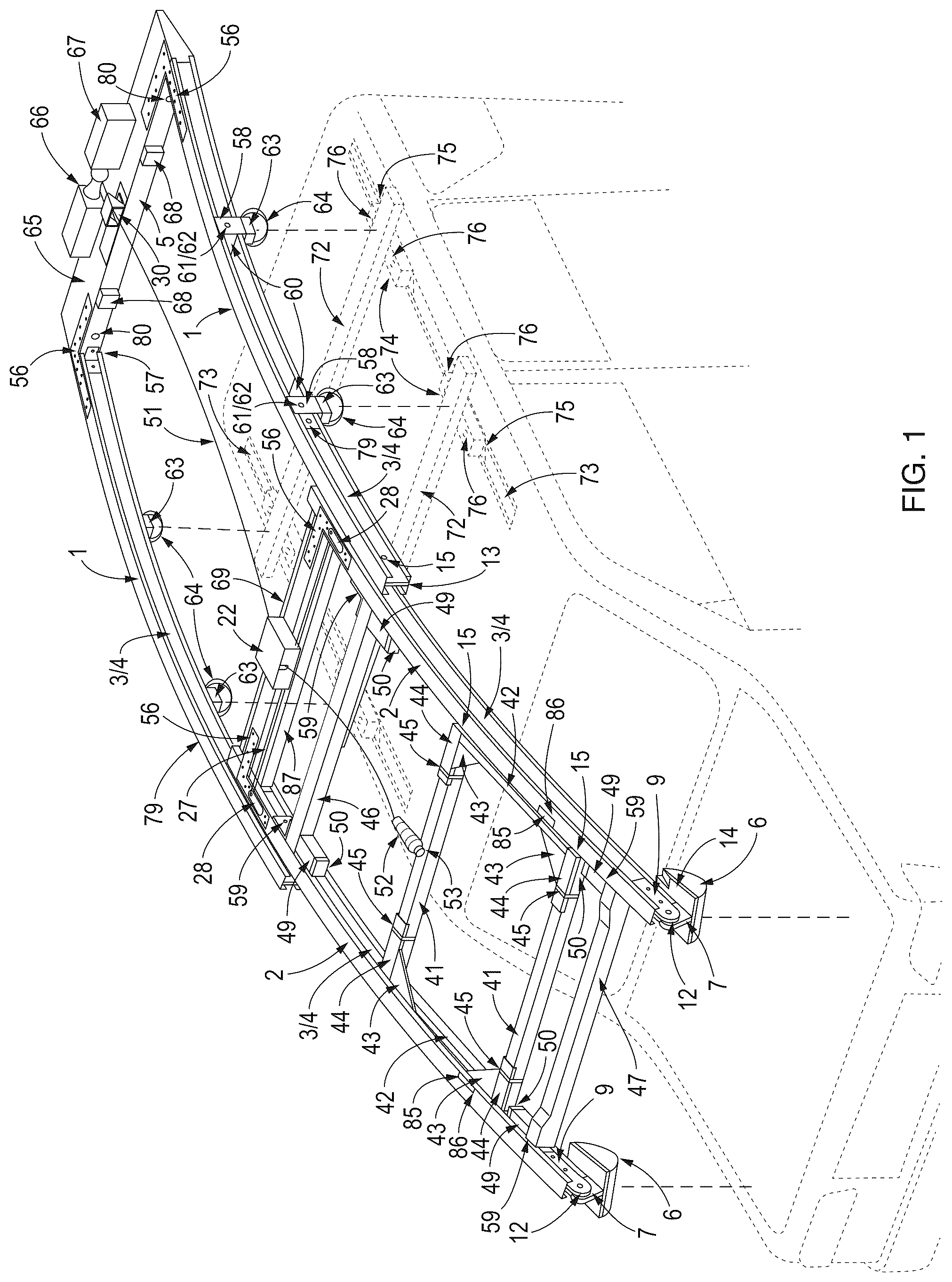 Patent US12319241 Figure 1 – Vehicle external cargo stowage and retrieval apparatus and related control system