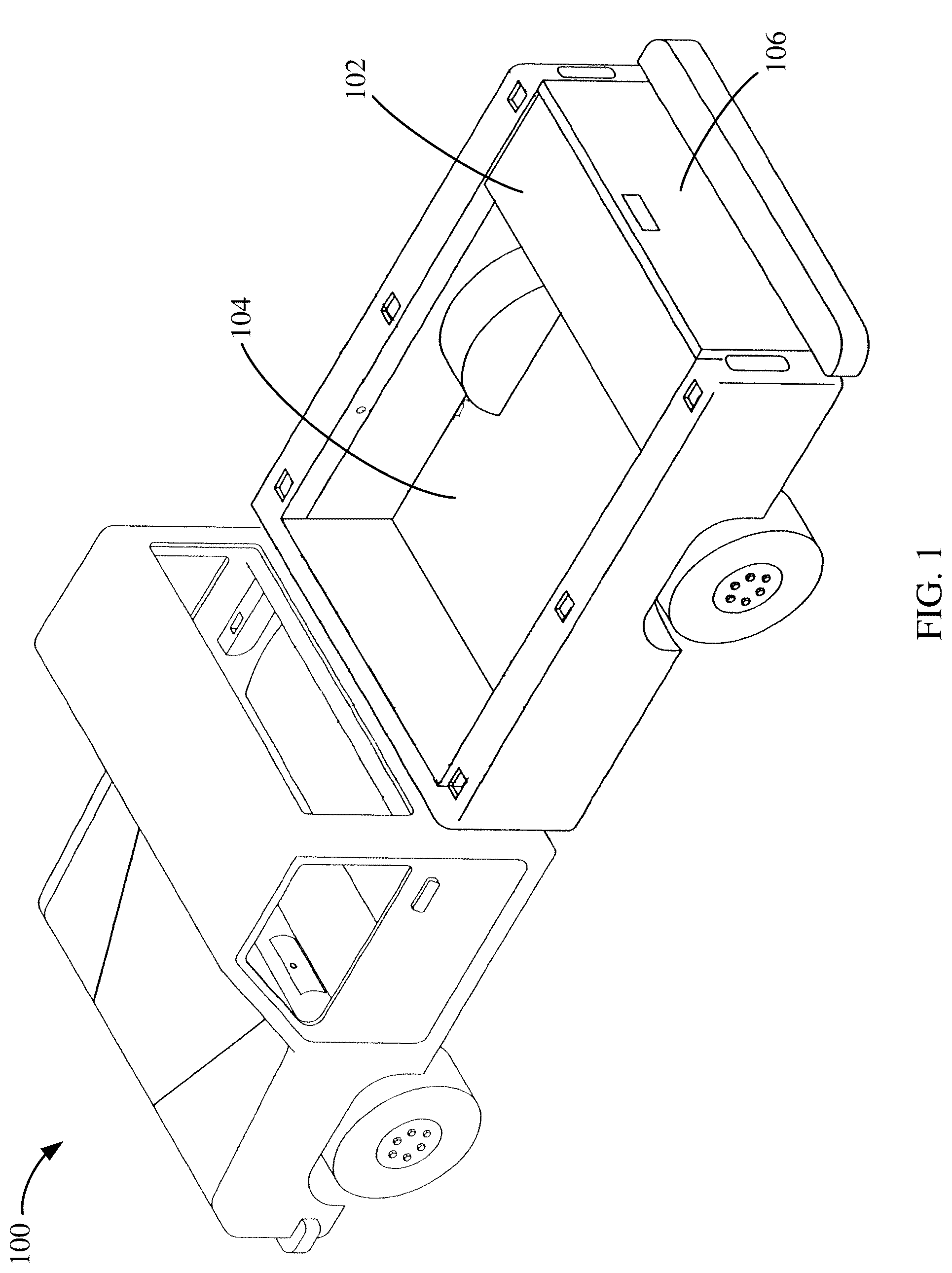 Patent US12319242 Figure 1 – Truck storage and securing apparatus