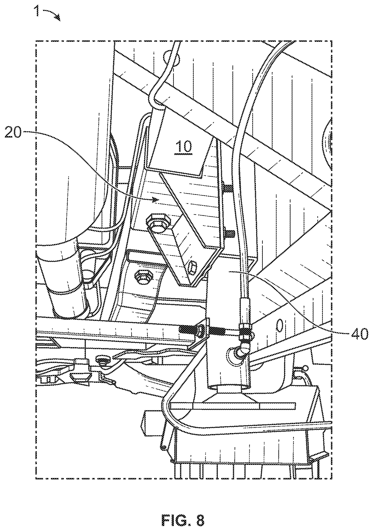 Patent US12319247 Figure 8 – Device, systems, and methods for mounting articles to a vehicle chassis