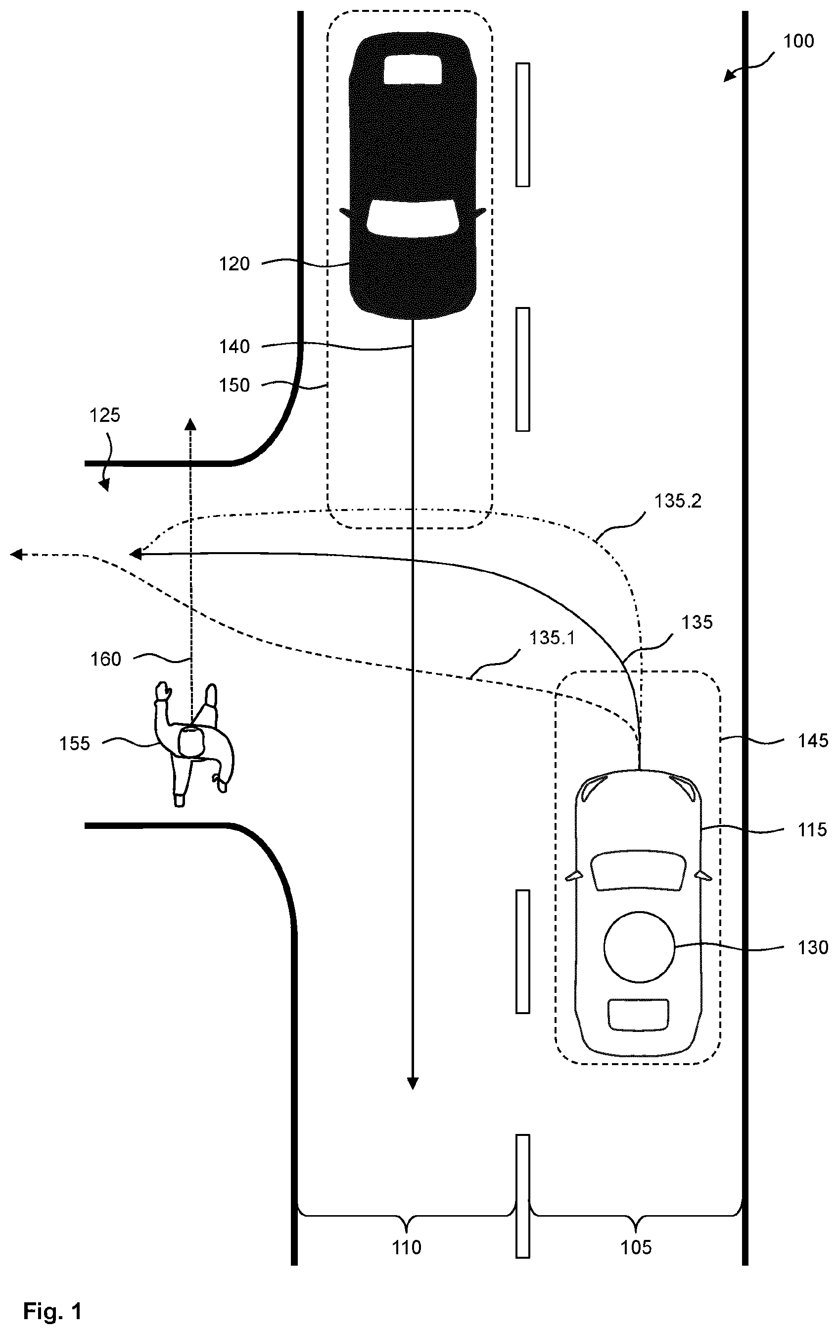 Patent US12319272 Figure 1 – Turning assistant for a vehicle