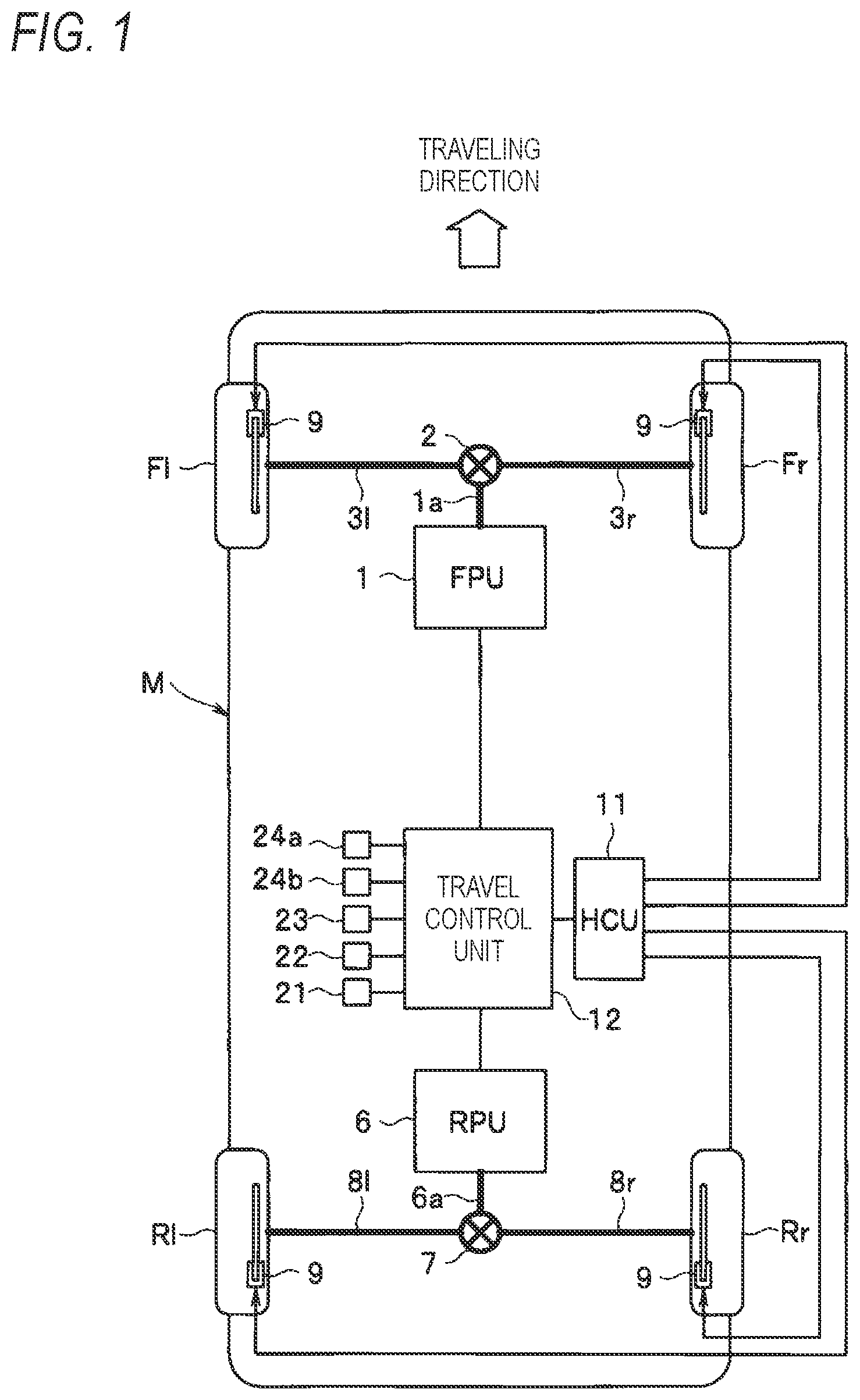 Patent US12319273 Figure 1 – Turning behavior control device for vehicle