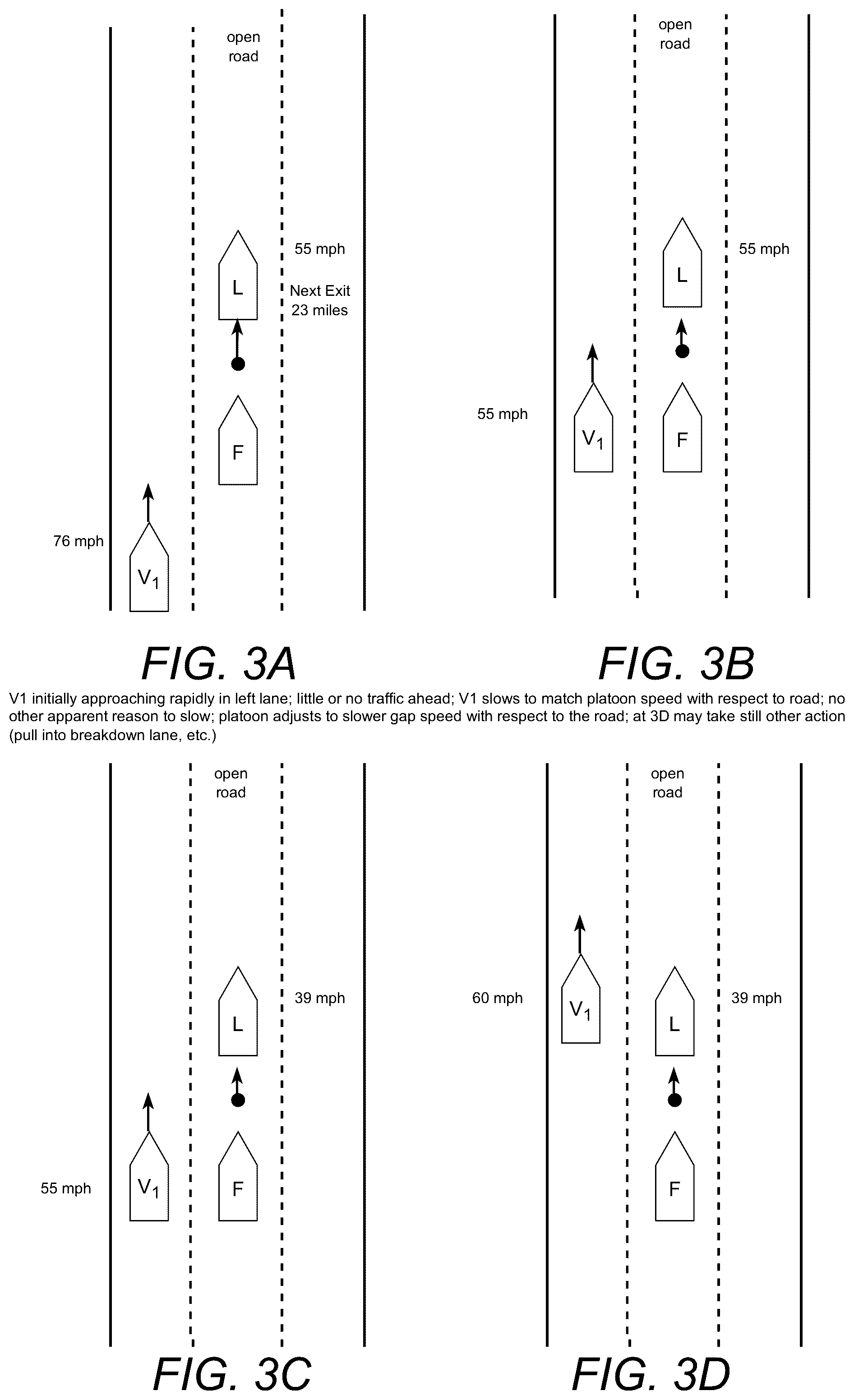 Patent US12319284 Figure 3 – Platoon behaviors that influence drivers of other vehicles