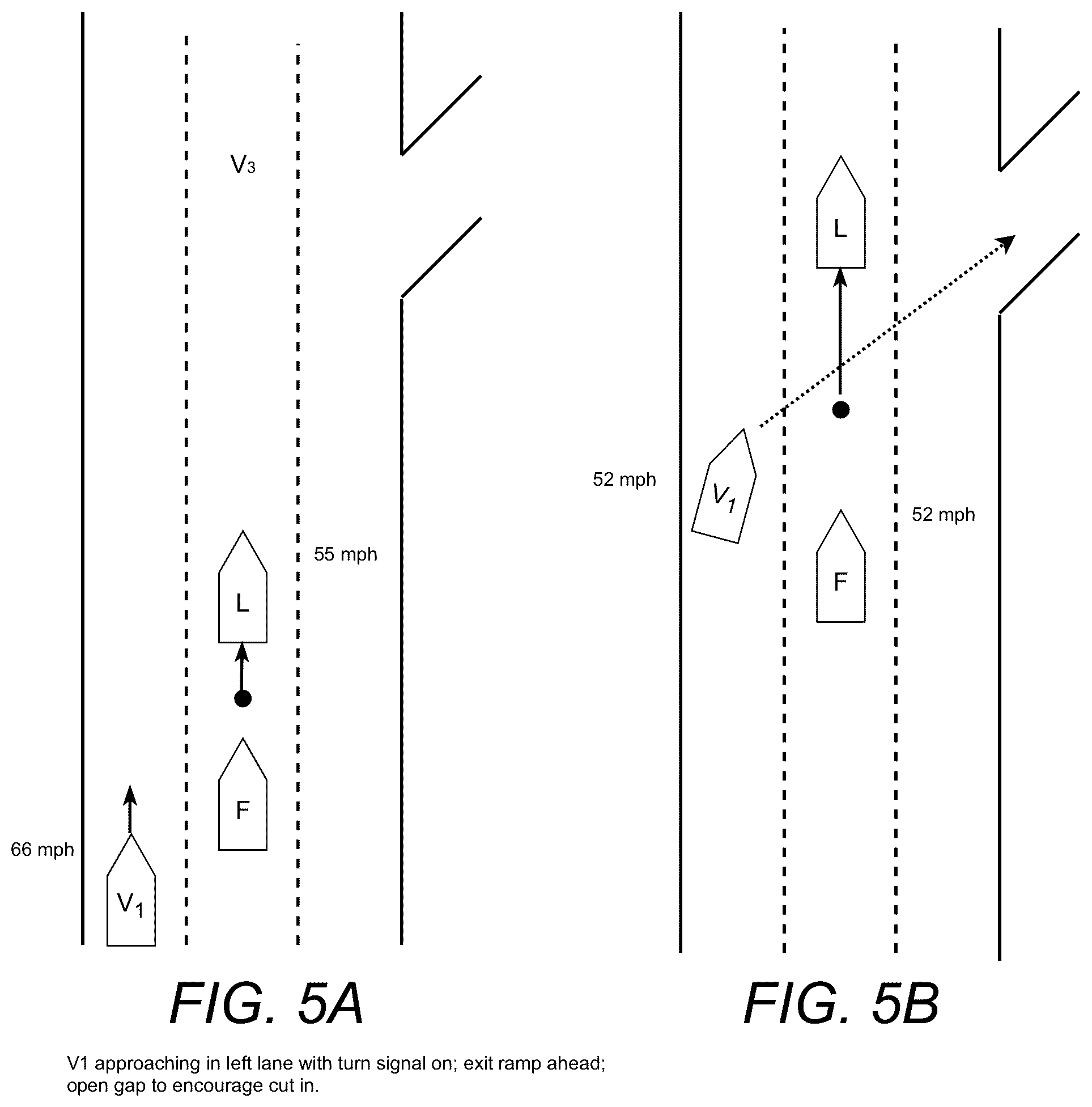 Patent US12319284 Figure 5 – Platoon behaviors that influence drivers of other vehicles