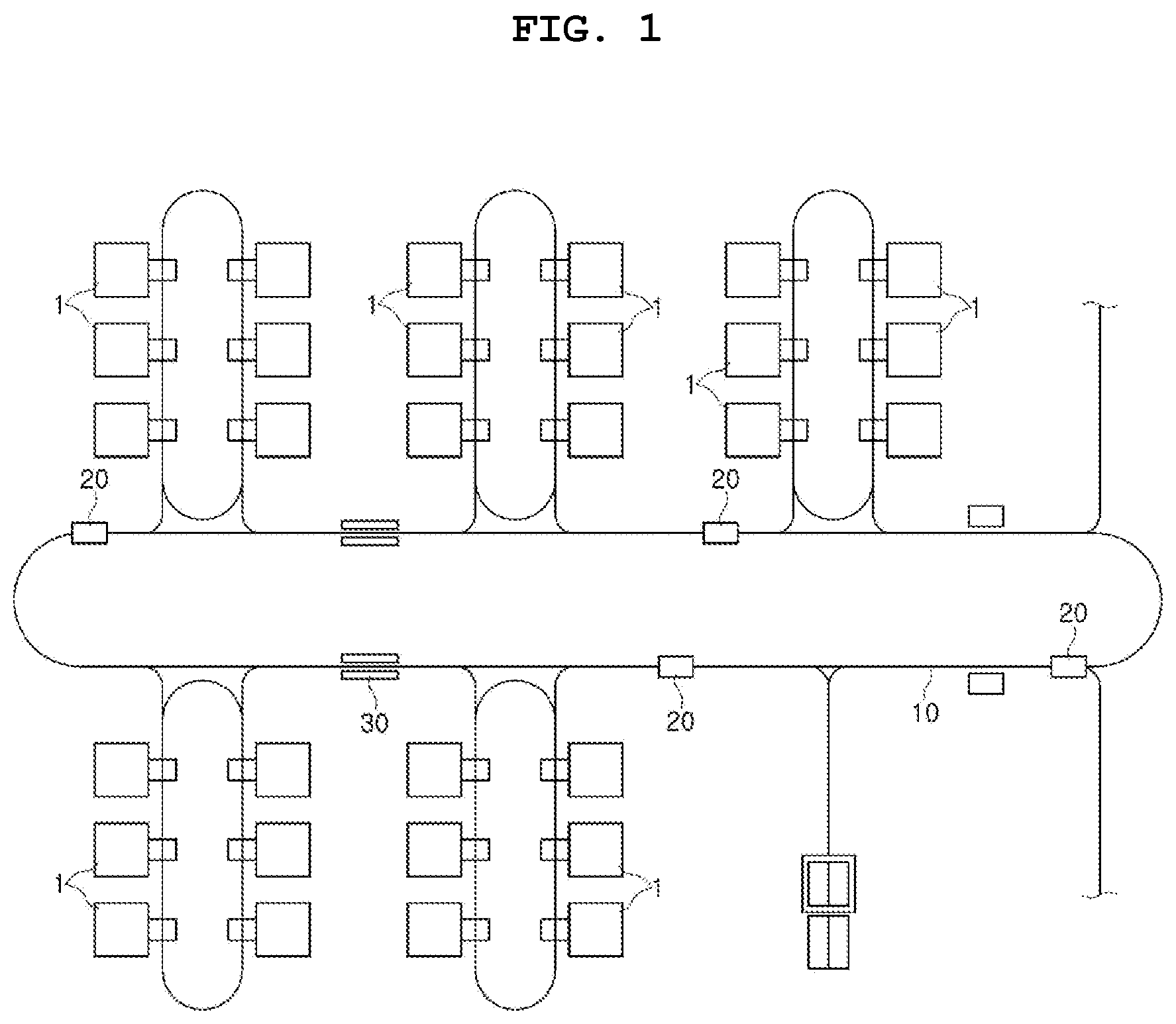 Patent US12319321 Figure 1 – Transport system in fabrication facility