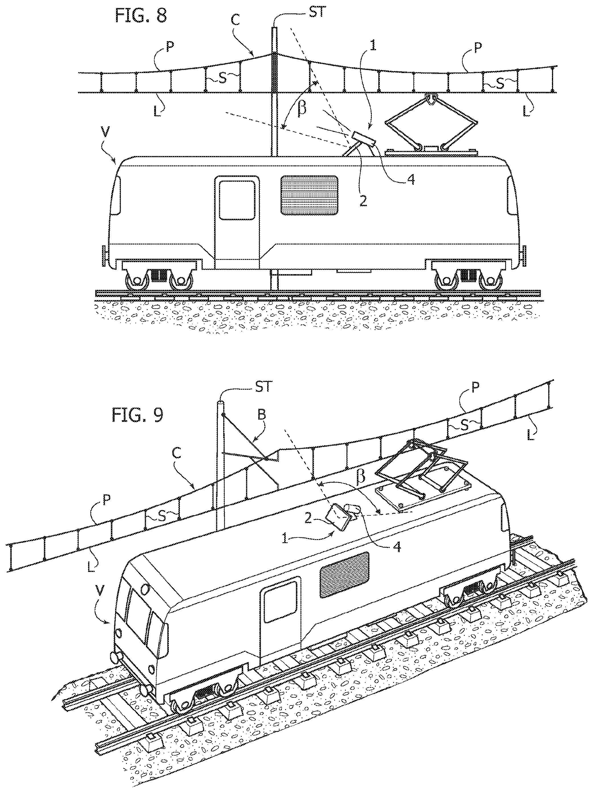 Patent US12319326 Figure 4 – System, a vehicle and a method for the detection of position and geometry of line infrastructures, particularly for a railway line