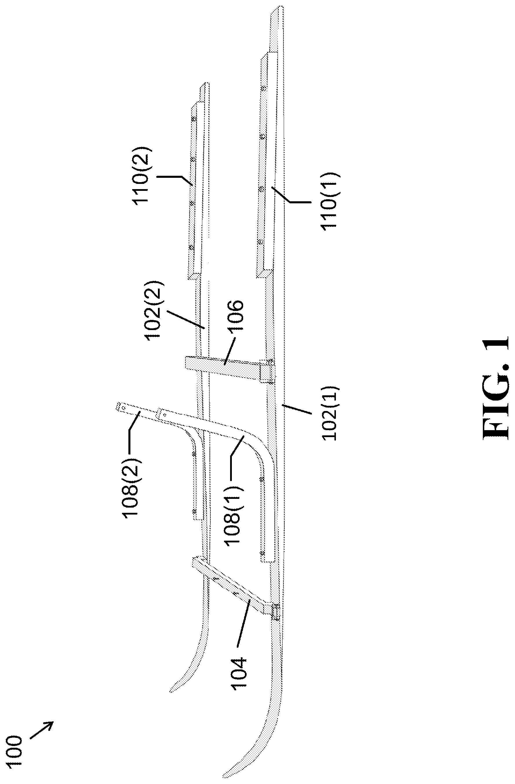 Patent US12319329 Figure 1 – Apparatuses and systems for a kicksled with a detachable trailer