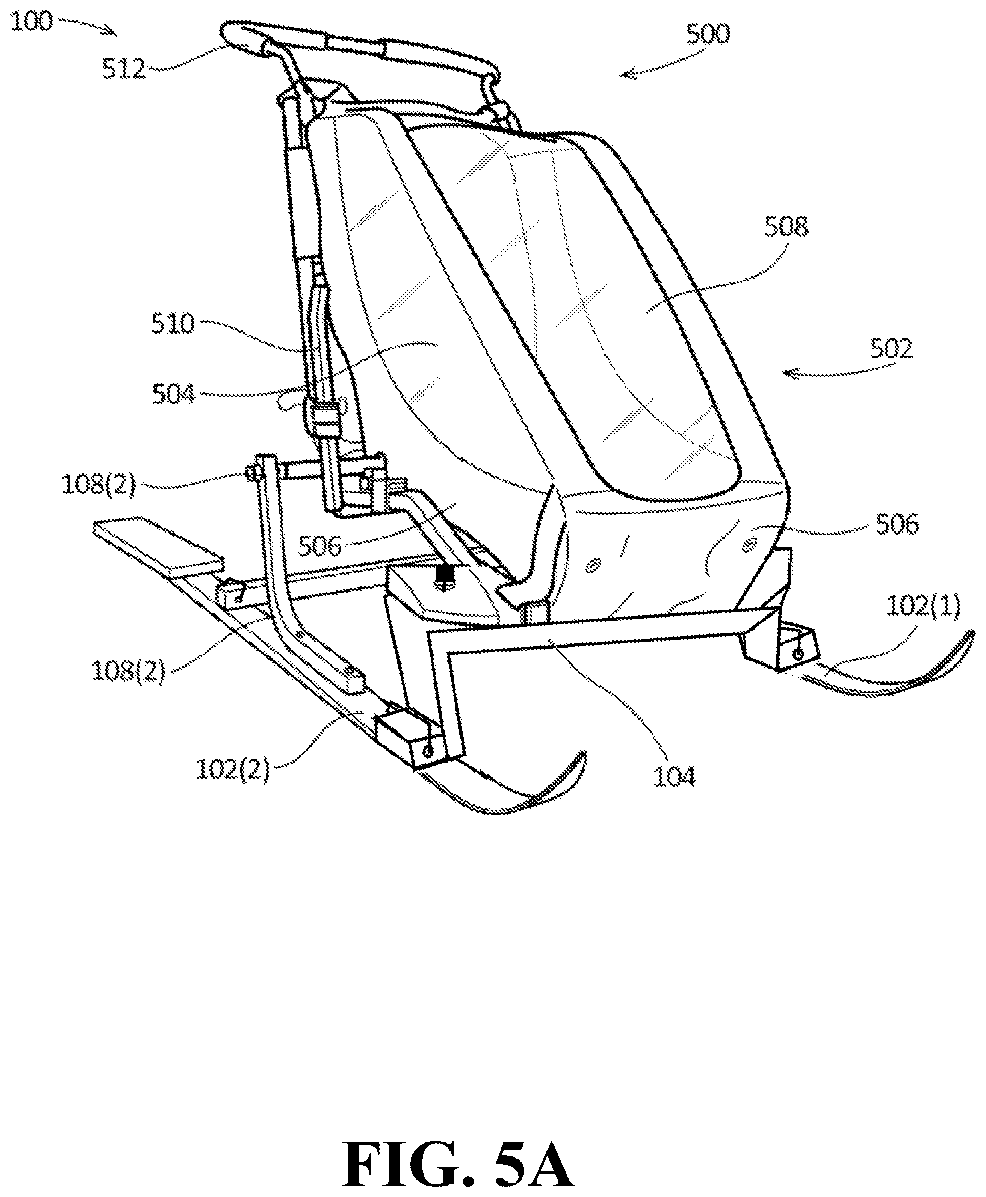Patent US12319329 Figure 7 – Apparatuses and systems for a kicksled with a detachable trailer