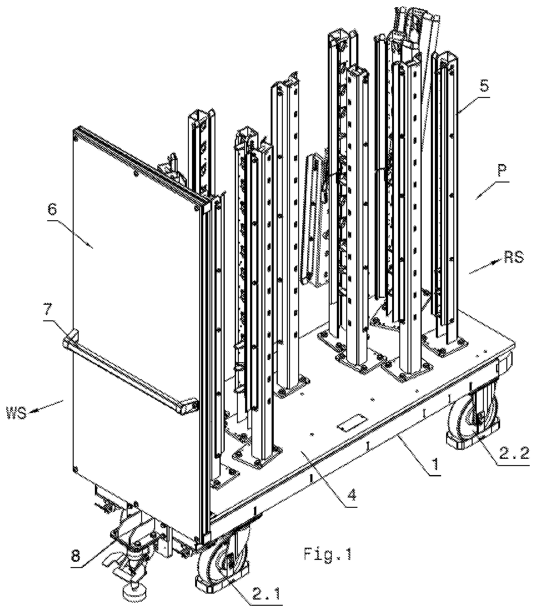 Patent US12319330 Figure 1 – Quick-change component store for auto body parts