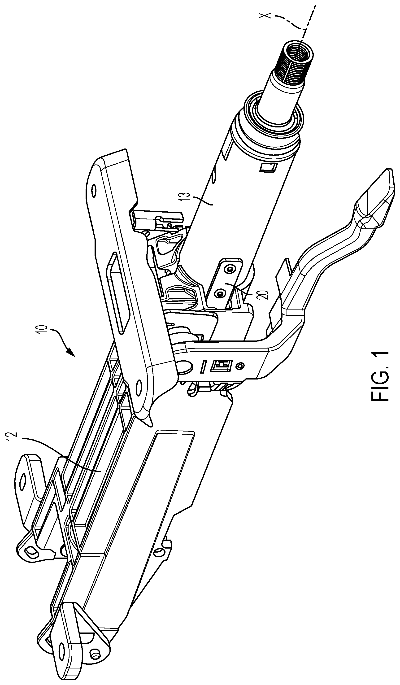 Patent US12319339 Figure 1 – Customizable energy absorption strap assembly for steering system