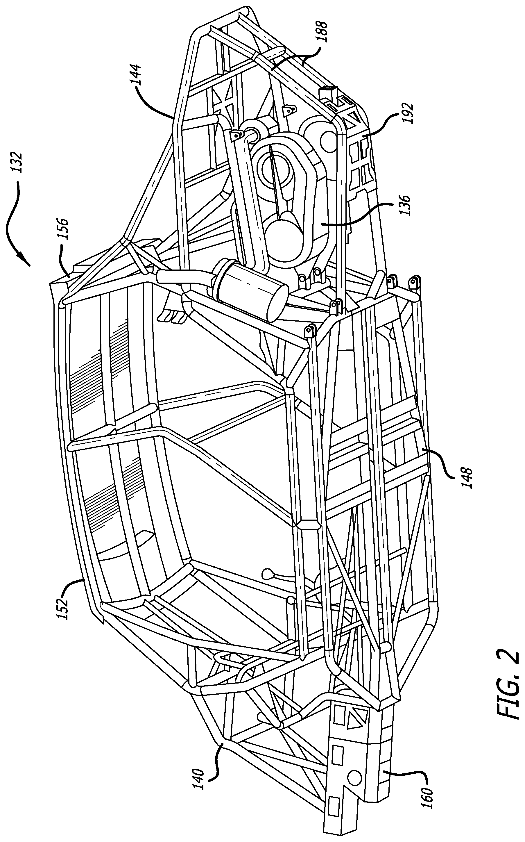 Patent US12319343 Figure 2 – Suspended rear-mount drivetrain assembly