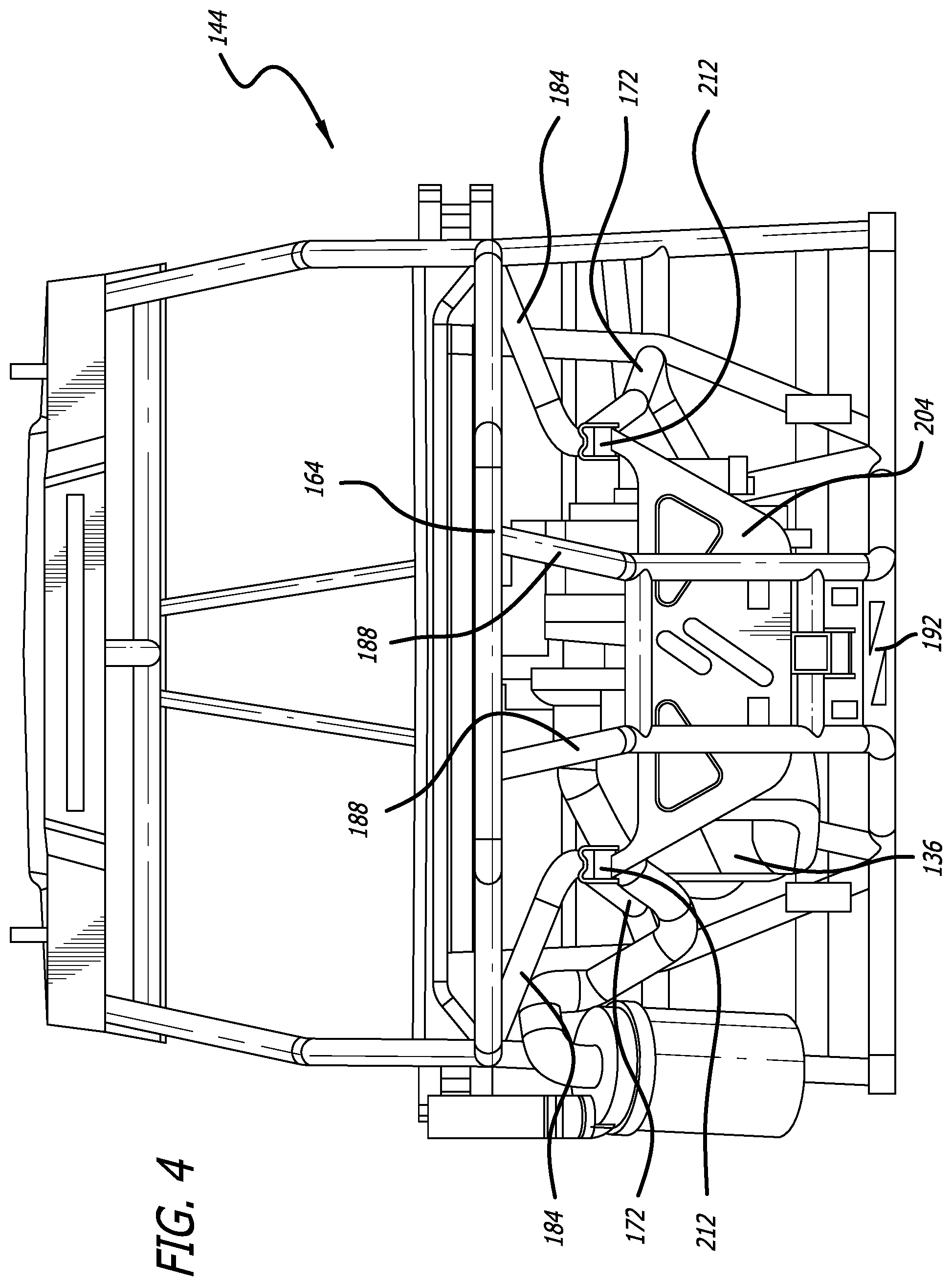 Patent US12319343 Figure 4 – Suspended rear-mount drivetrain assembly