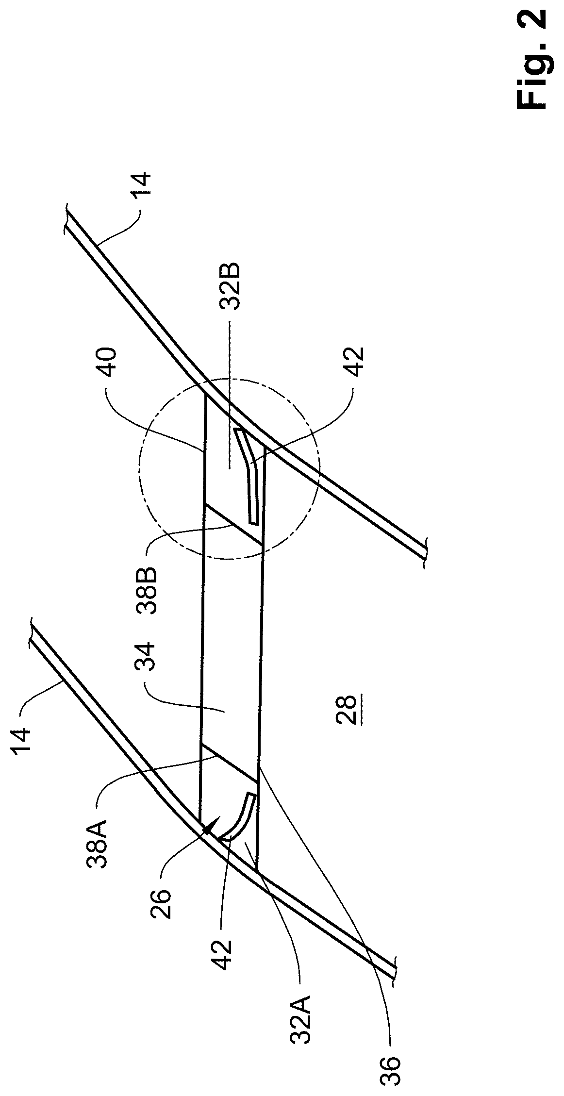 Patent US12319349 Figure 2 – Vehicle roof with sensor module and trim element